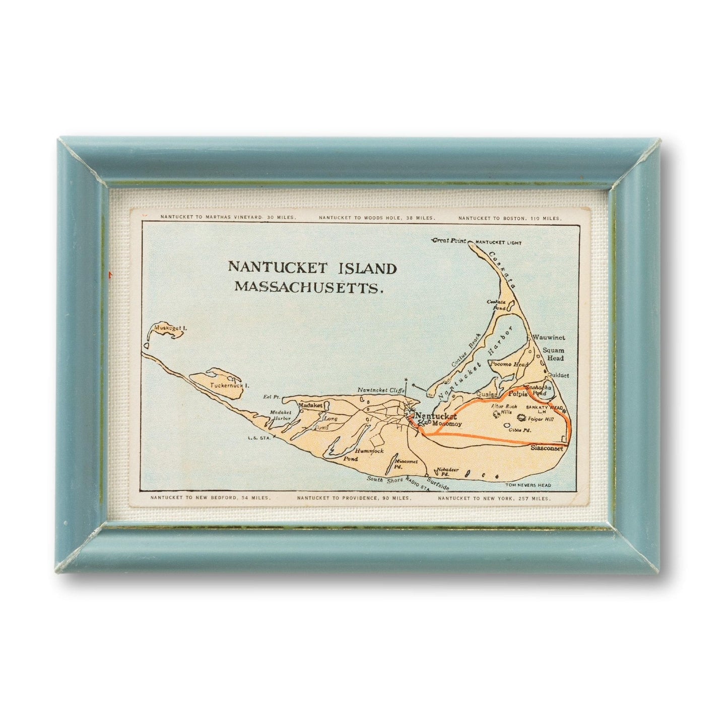 Framed Linen Nantucket Postcard