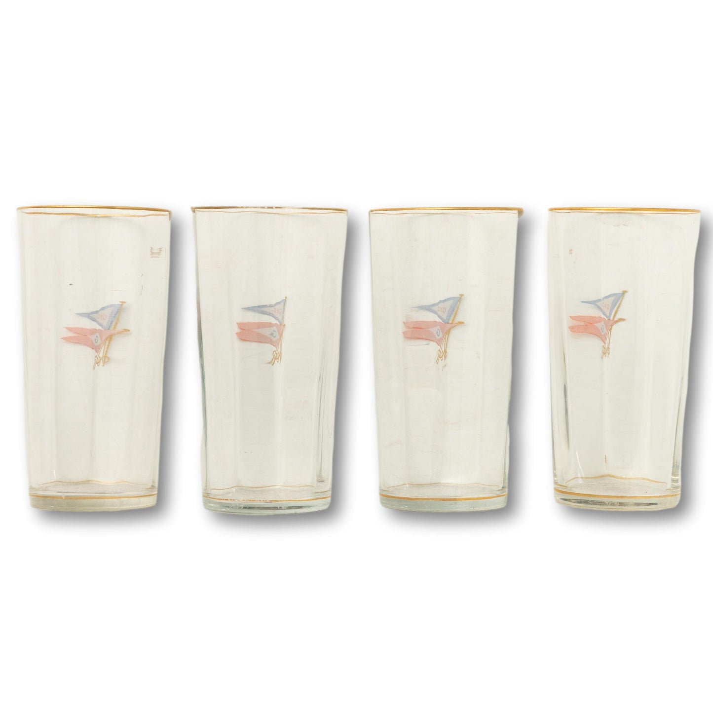 Crossed Burgee Bar Glasses, Set of 4