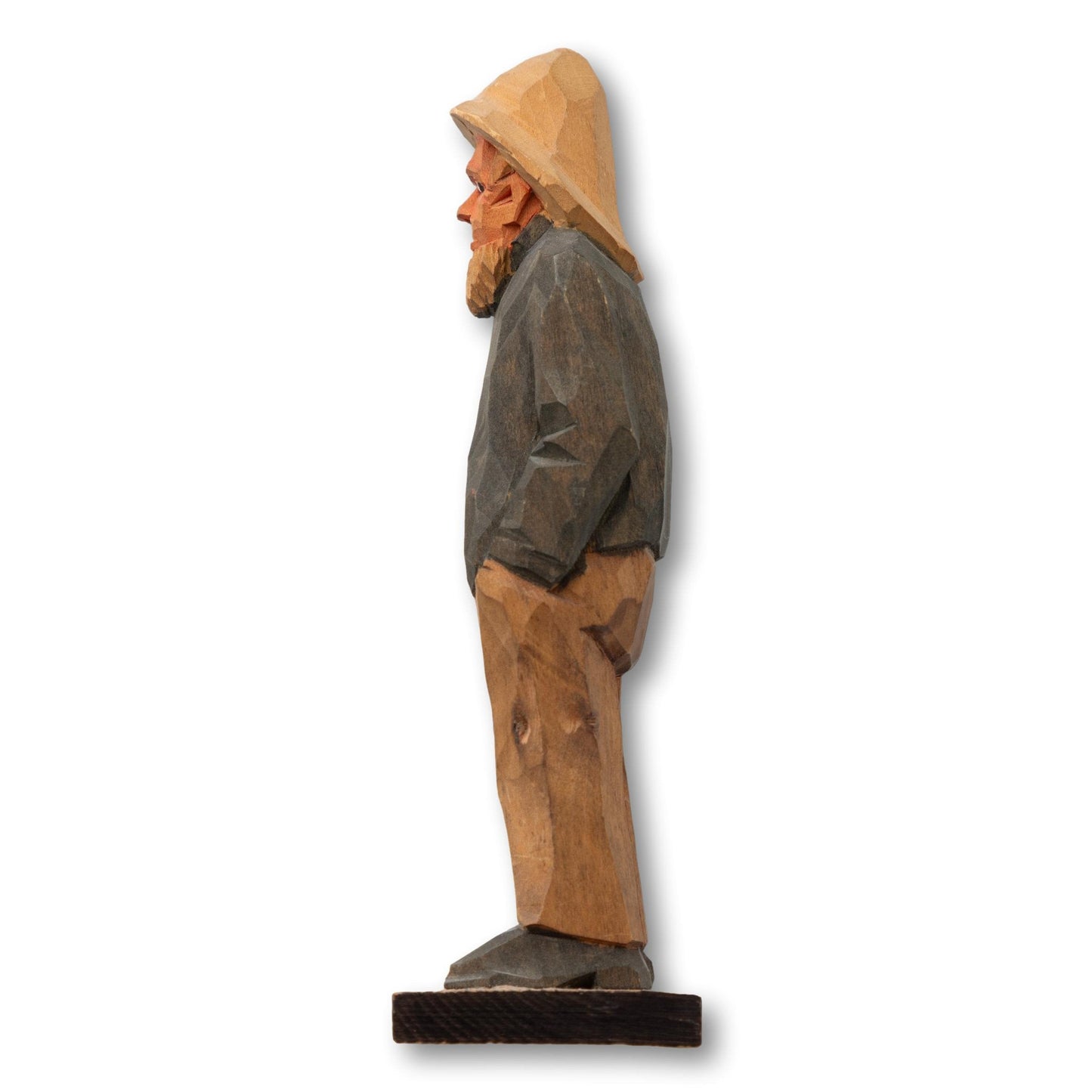 Hand-Carved Fisherman in Grey Sweater