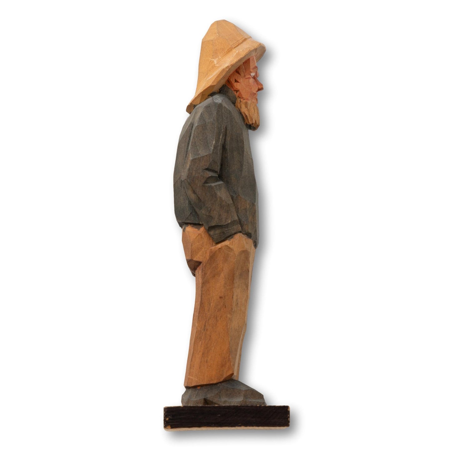Hand-Carved Fisherman in Grey Sweater