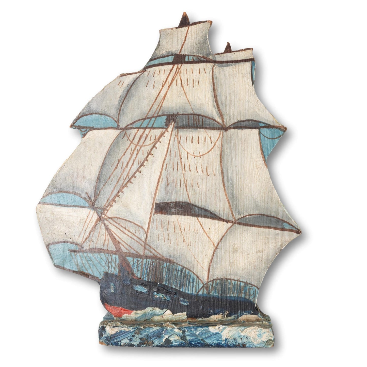 Hand-Painted Ship Doorstop or Shelf Piece