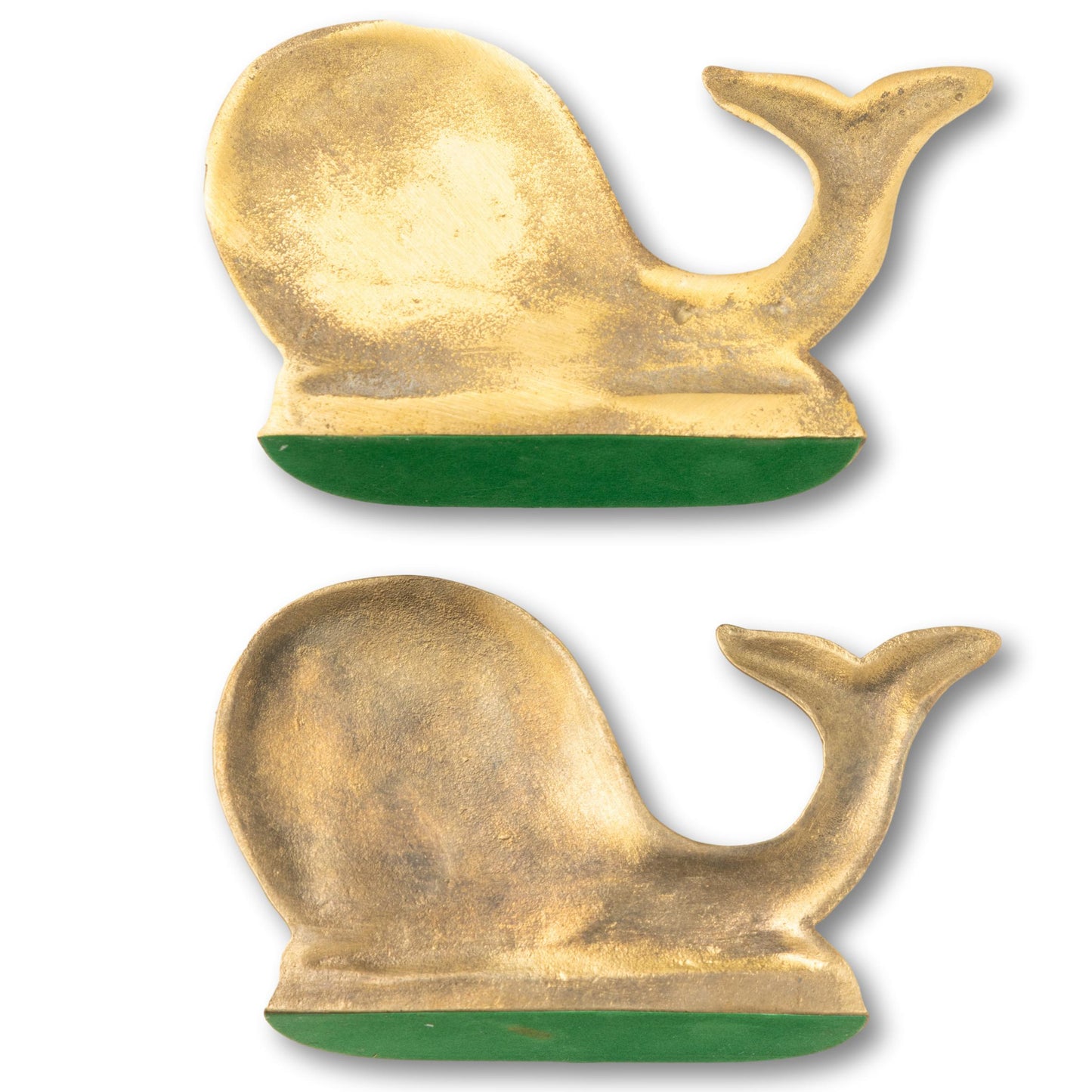 Bright Brass Whale Bookends
