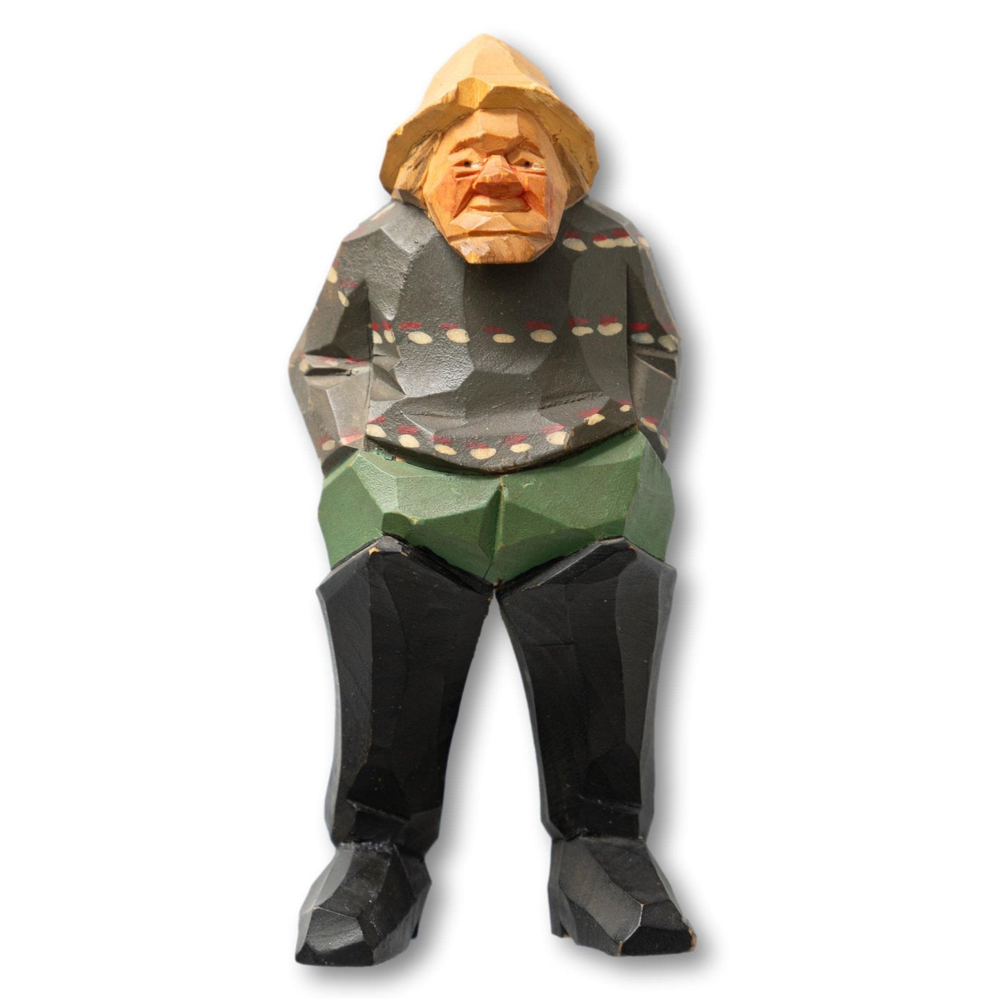 Wood Fisherman w Fair Isle Sweater & Waders