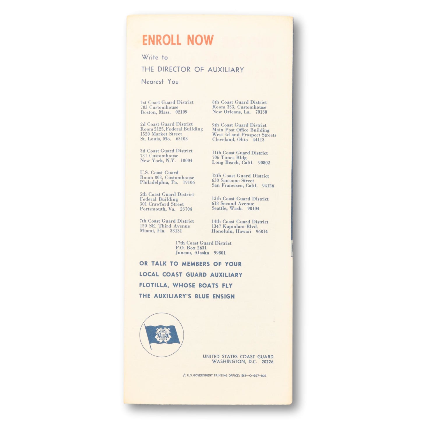 1963 Coast Guard Auxiliary Recruitment Brochure