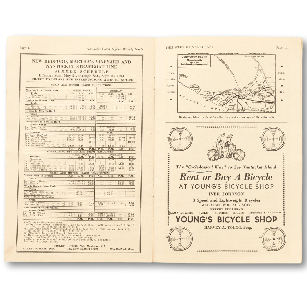 1944 Nantucket Travel Guide