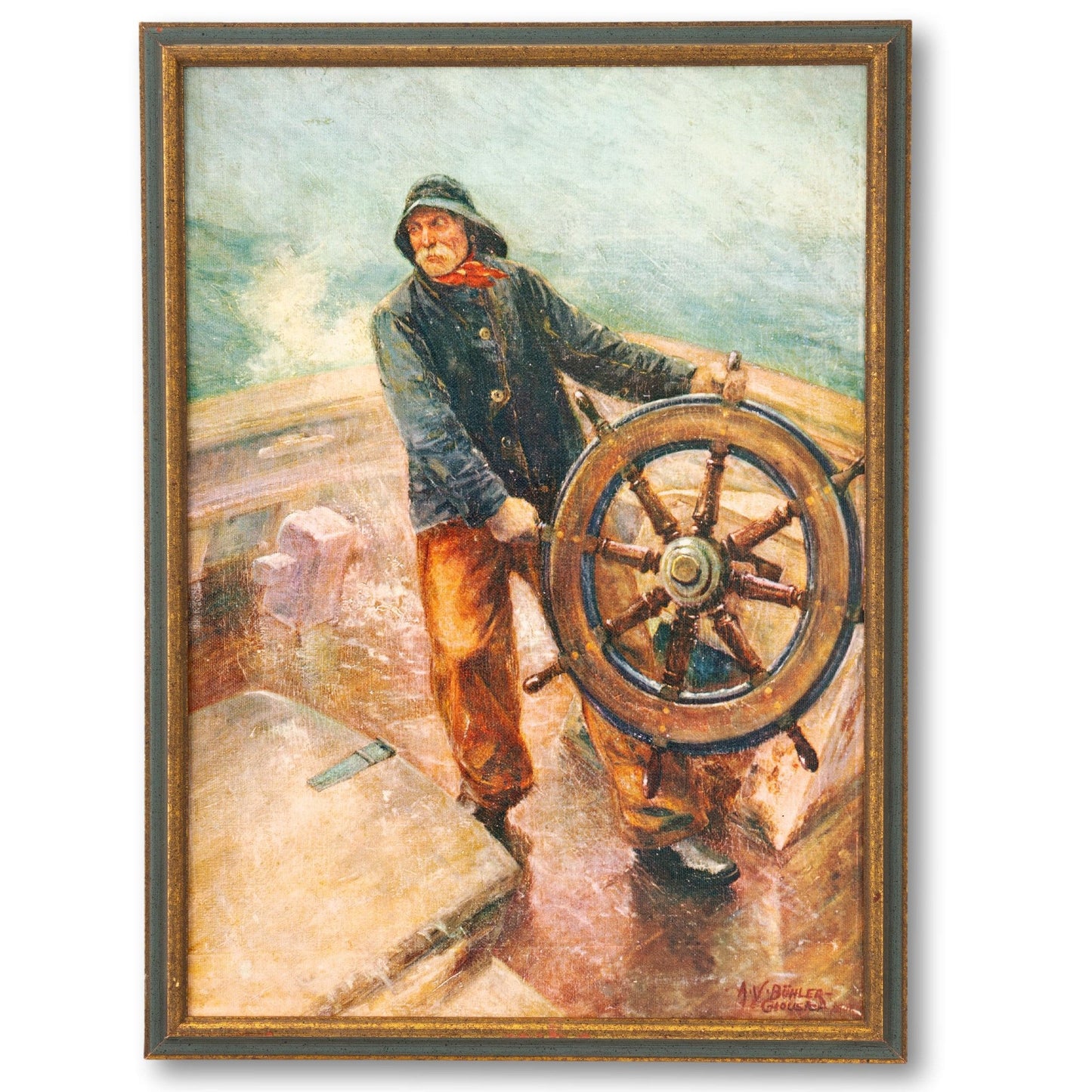 Framed "Man at the Wheel"