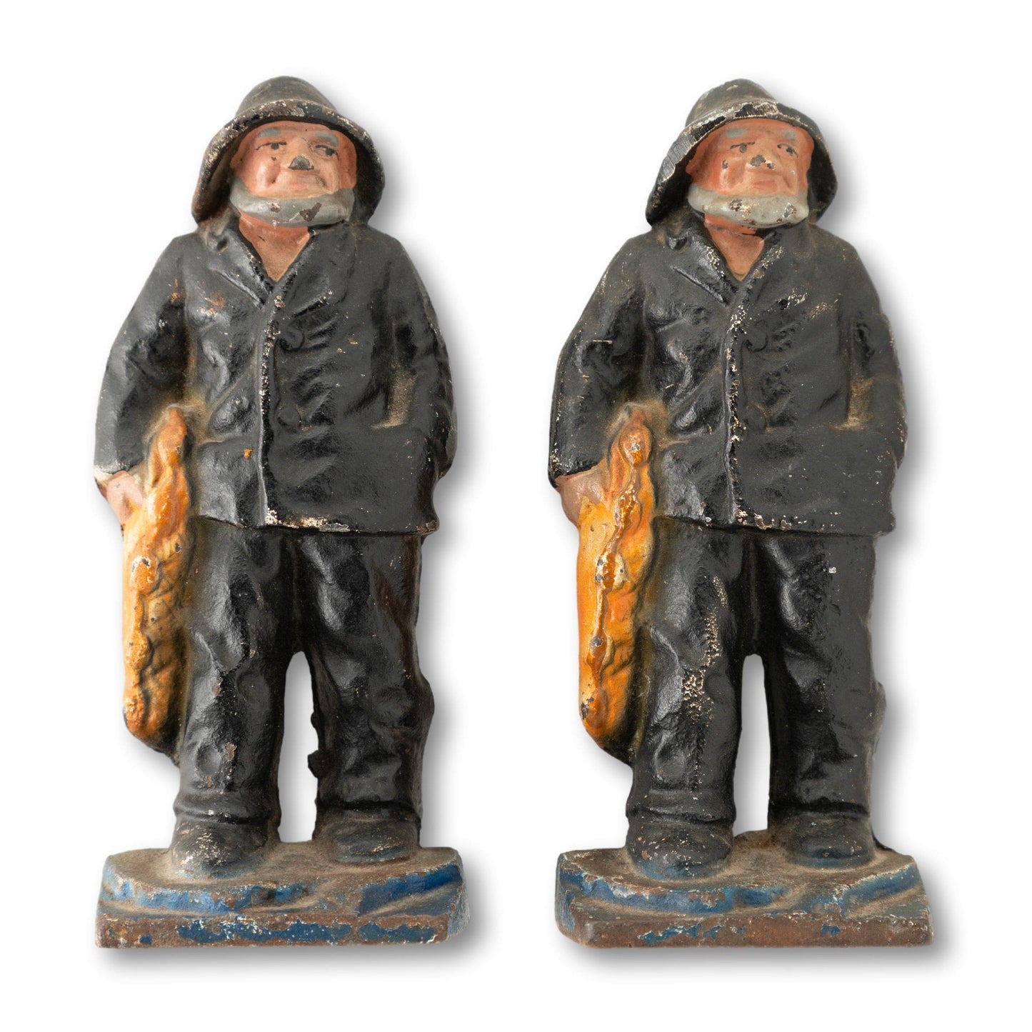 Pair of Unique Fishermen in Black Bookends
