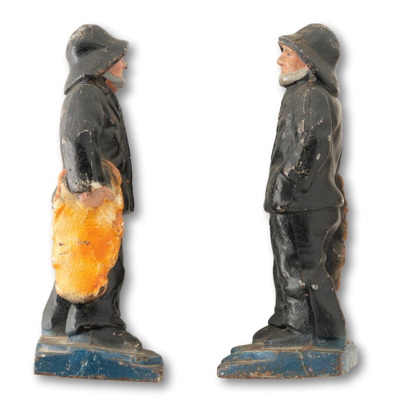 Pair of Unique Fishermen in Black Bookends