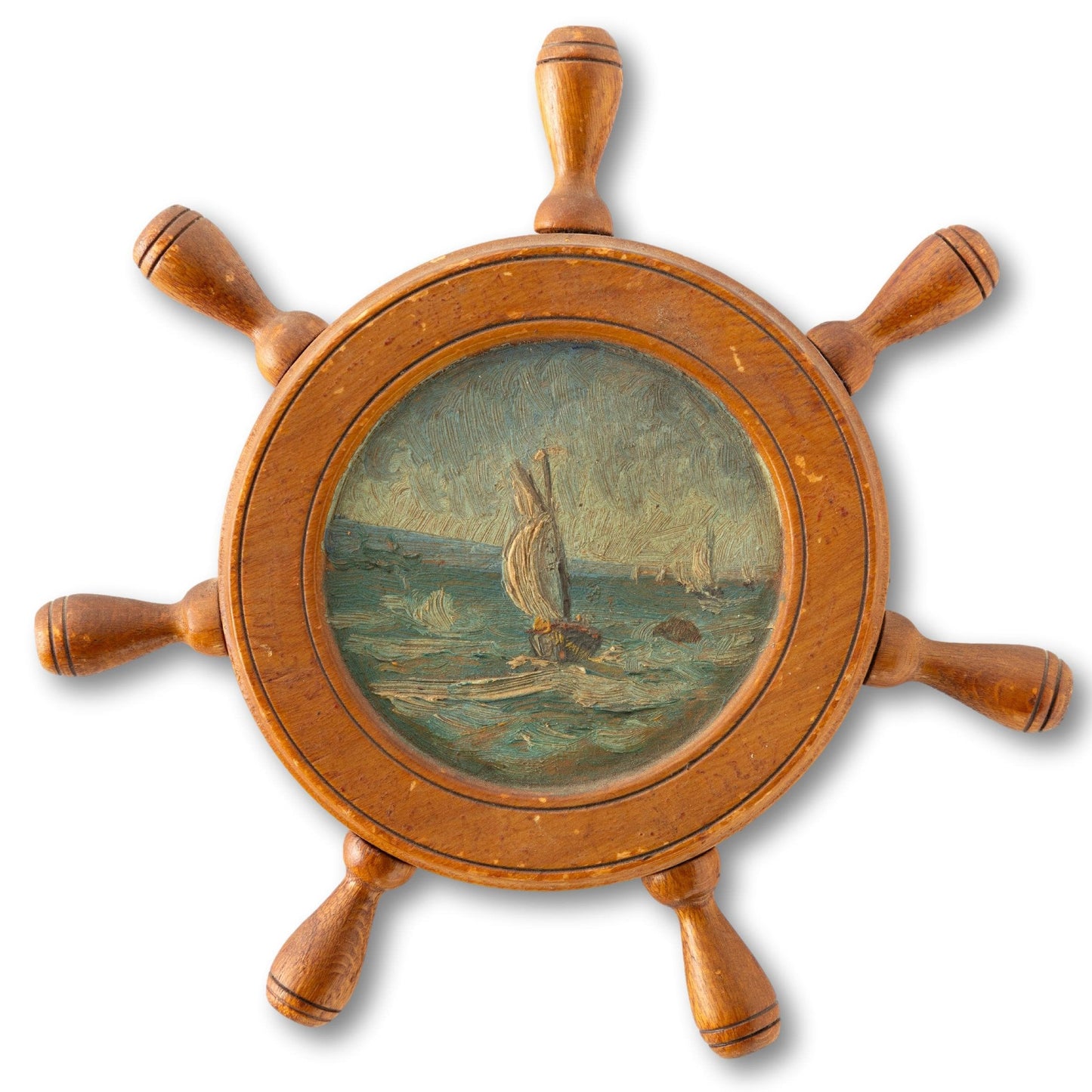Little Oil Painting in Ship Wheel