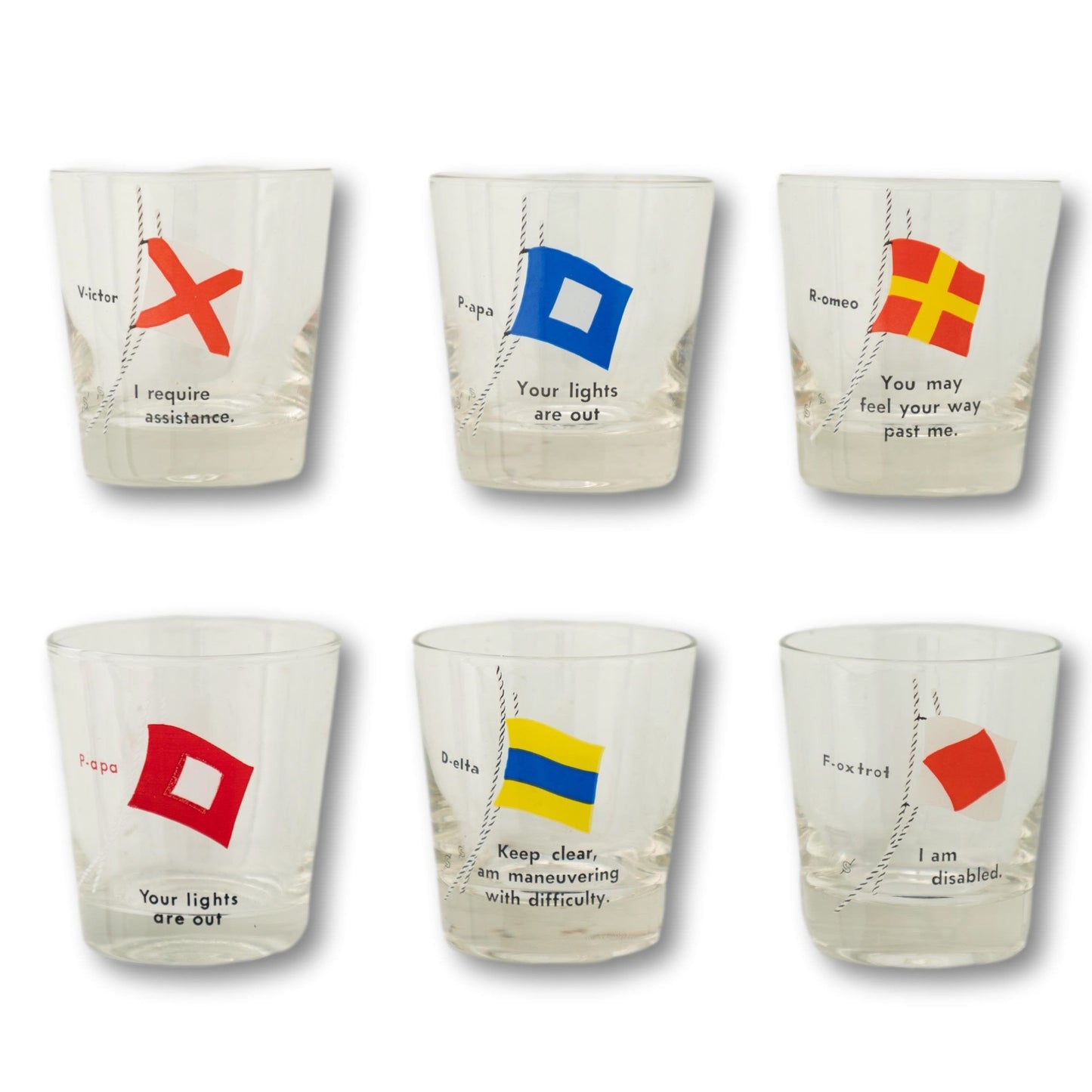Nautical Flag Glasses, Set of 6