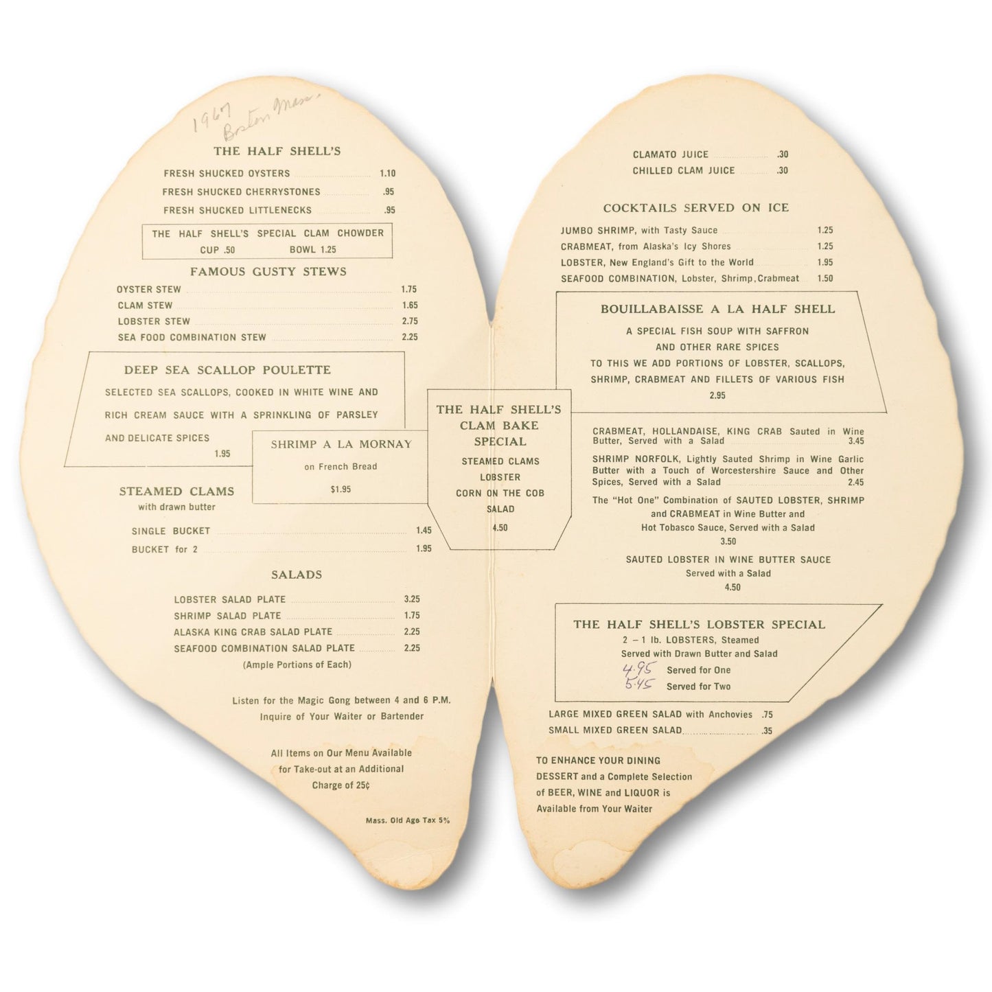 "Half Shell Boston" Menu + Matches