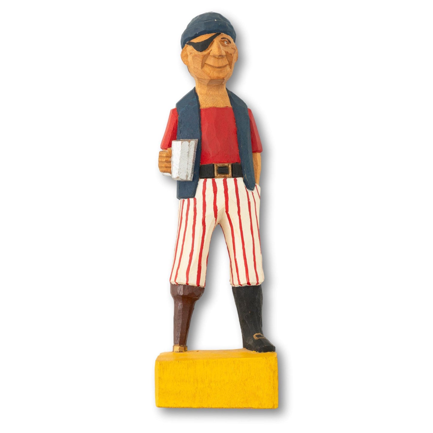 12" Carved Peg Leg Pirate