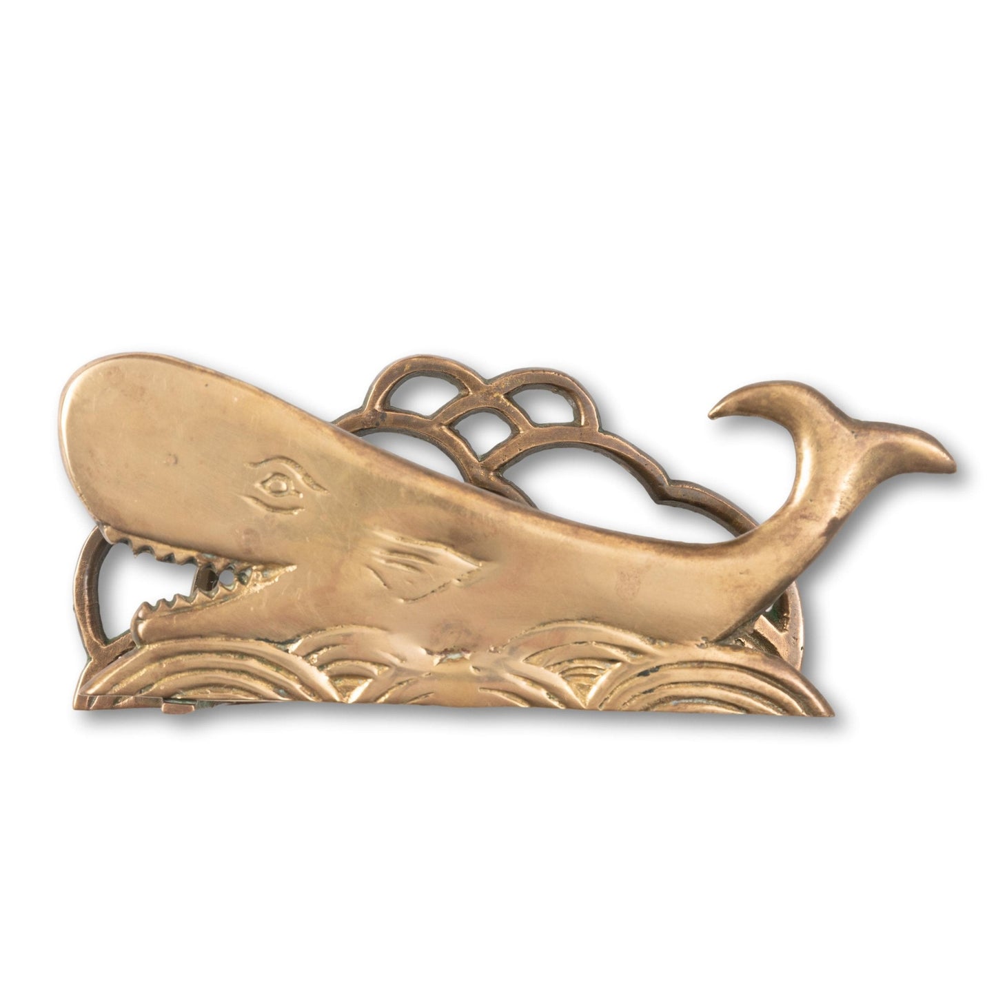 Brass Whale Letter or Napkin Holder
