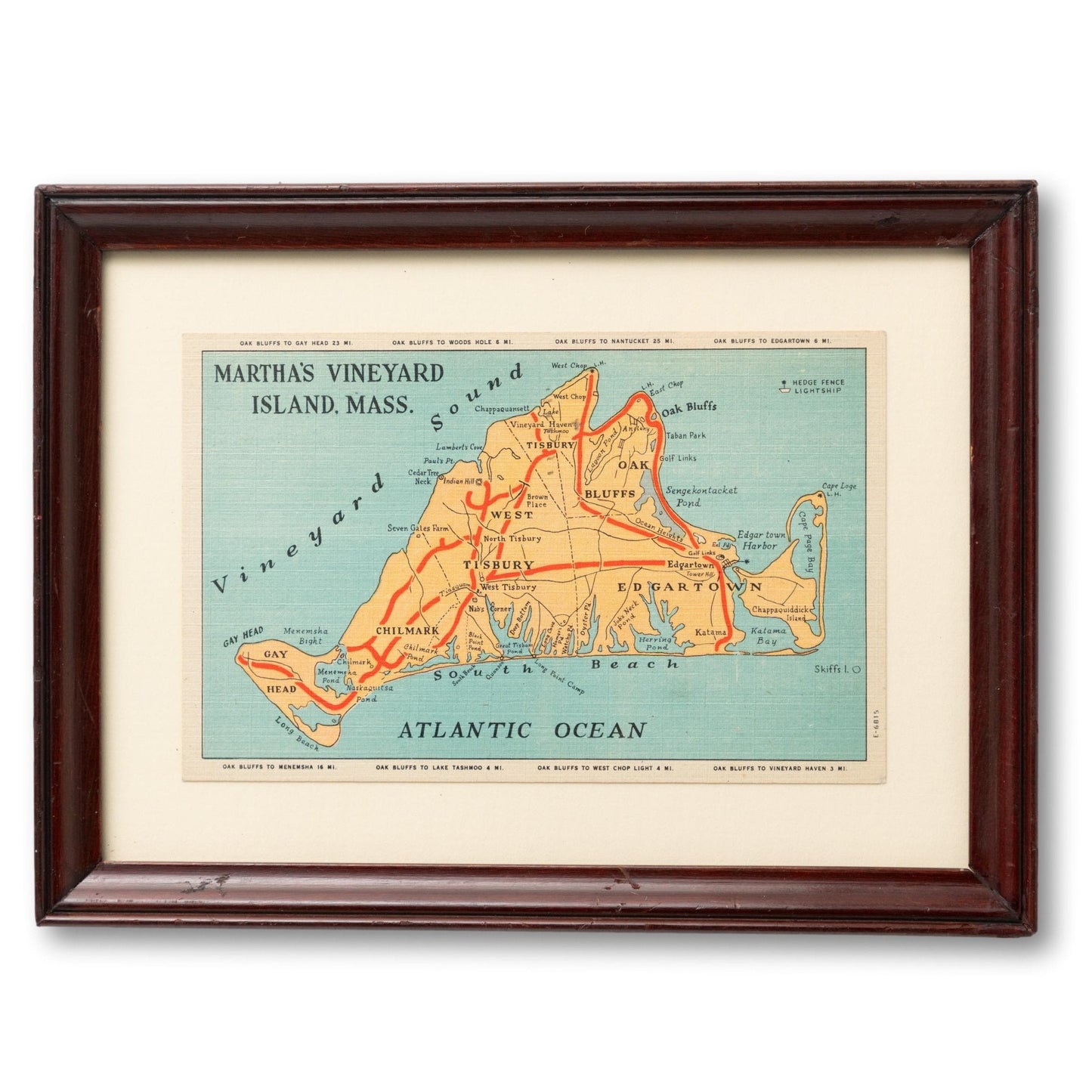 Framed Linen Martha's Vineyard Postcard