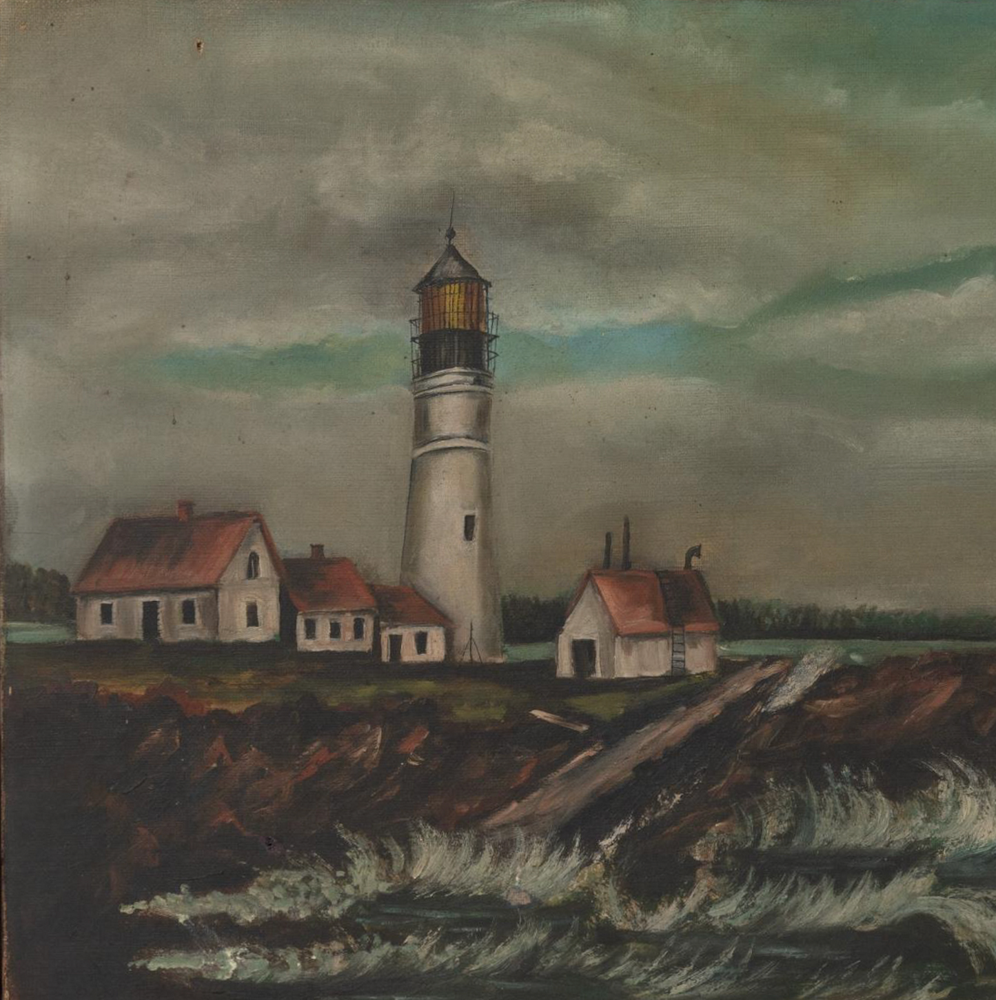 Portland Head Light Primitive Painting