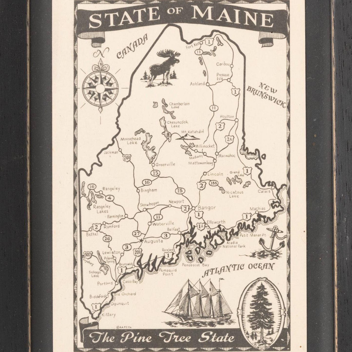 Custom Framed Maine Linen Postcard