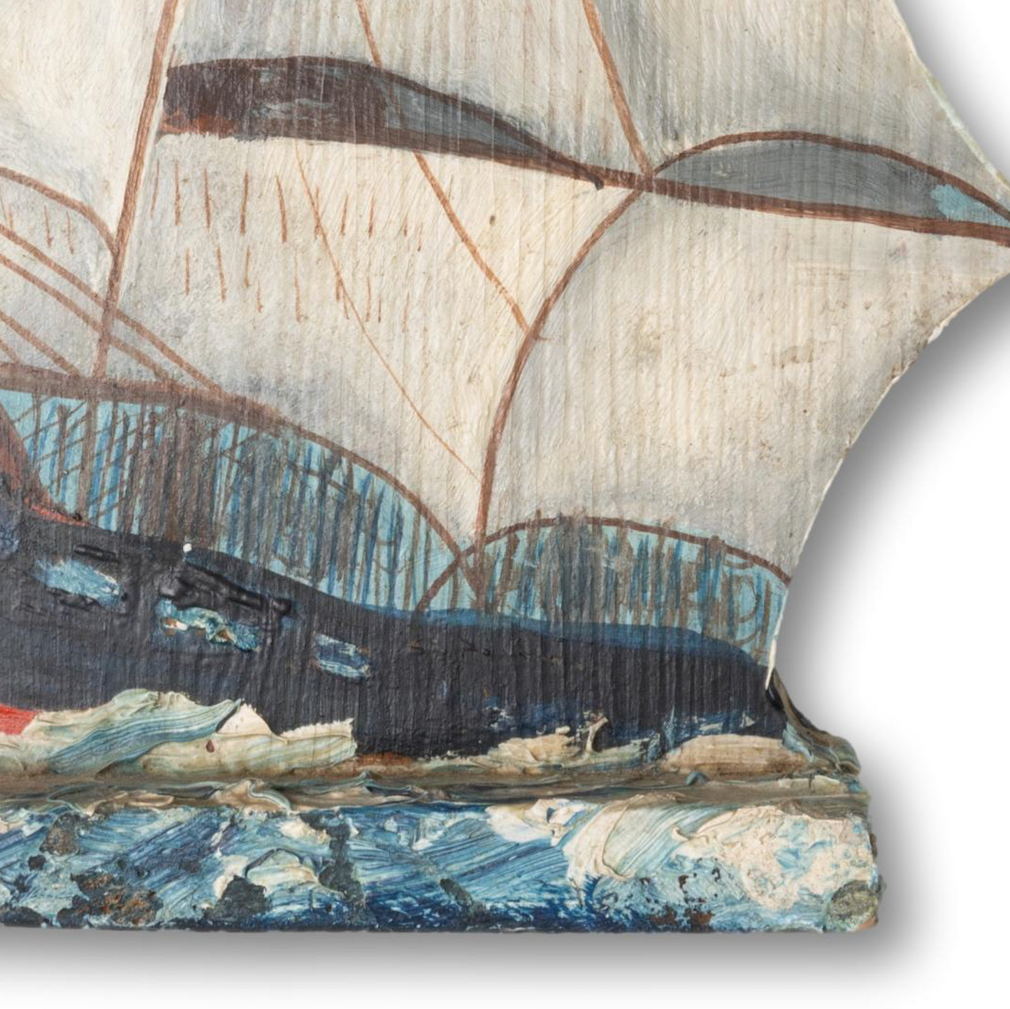 Hand-Painted Ship Doorstop or Shelf Piece