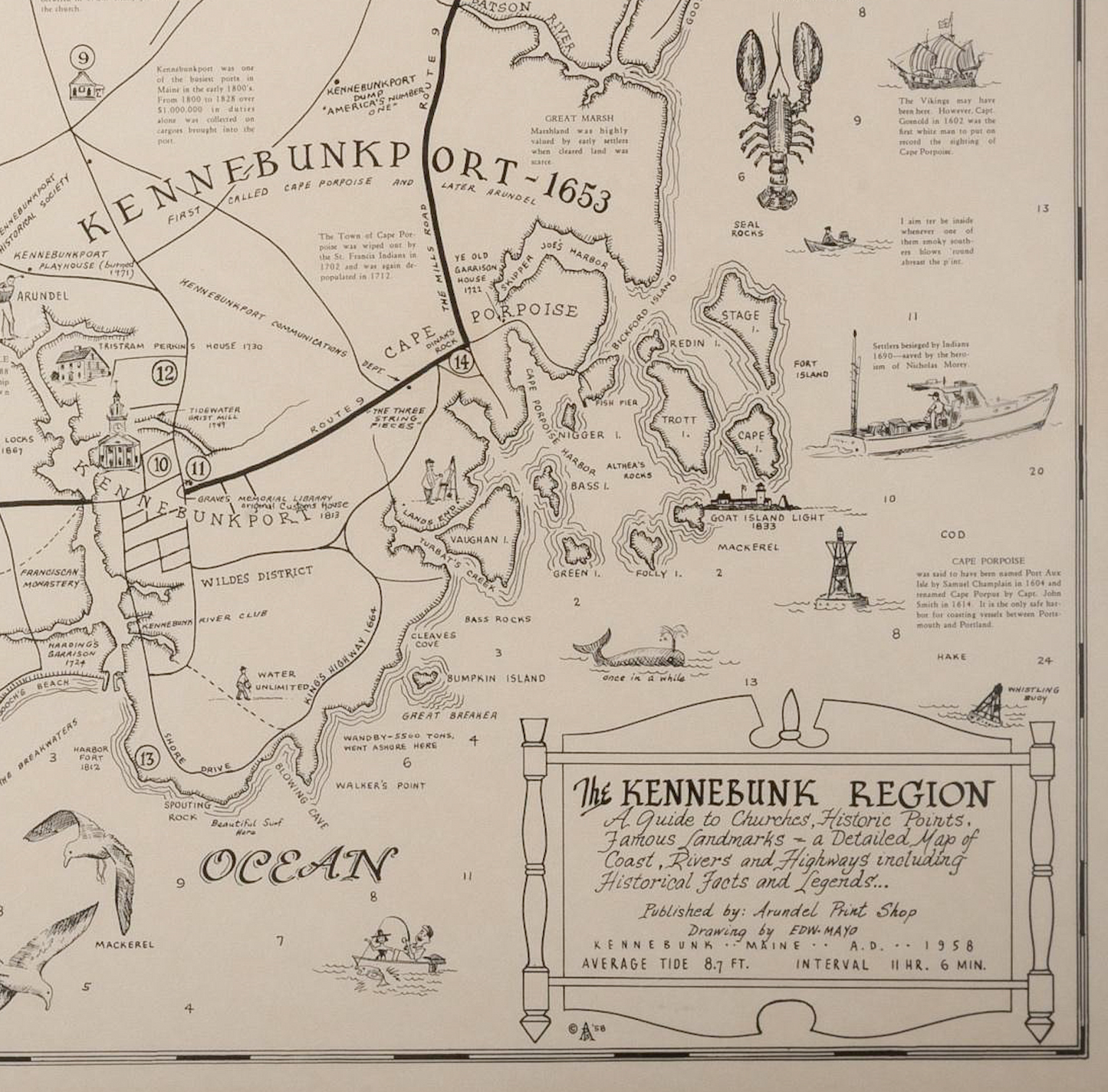 1958 Large Kennebunks Map