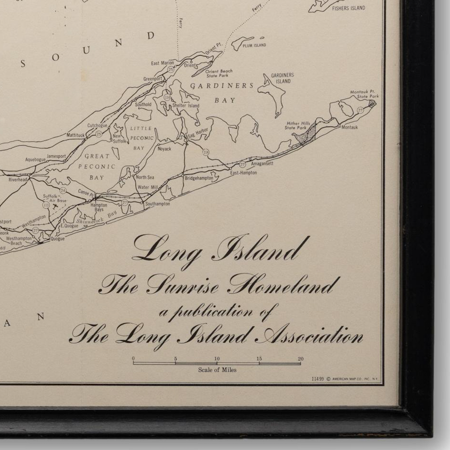 Framed Map of Long Island