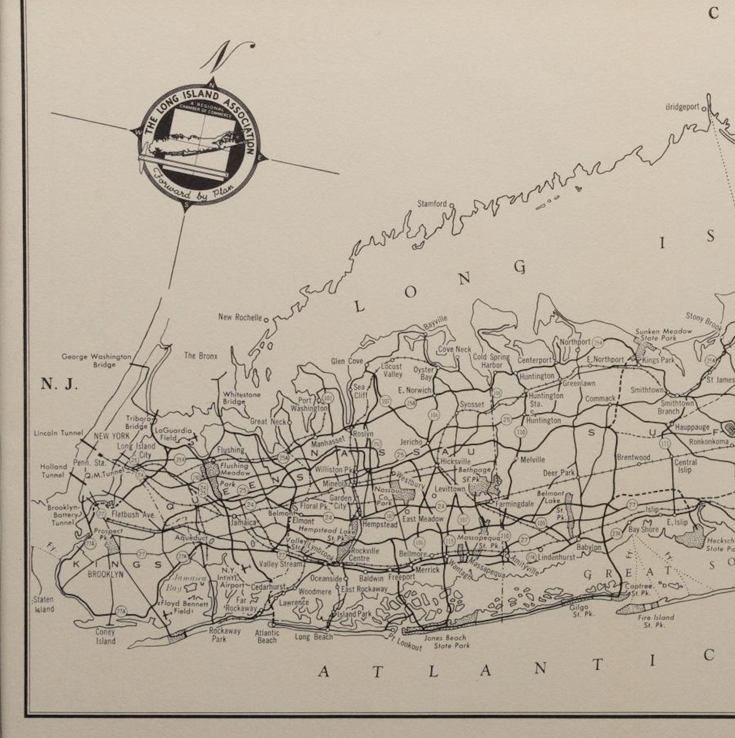 Framed Map of Long Island