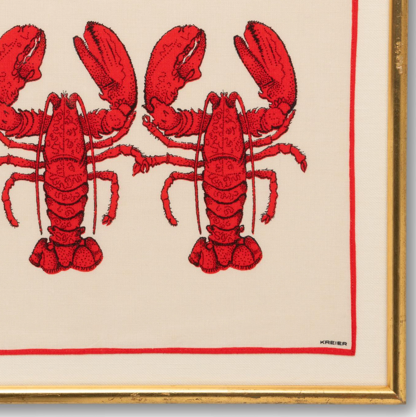 Linen Lobster Trio in Gold Frame