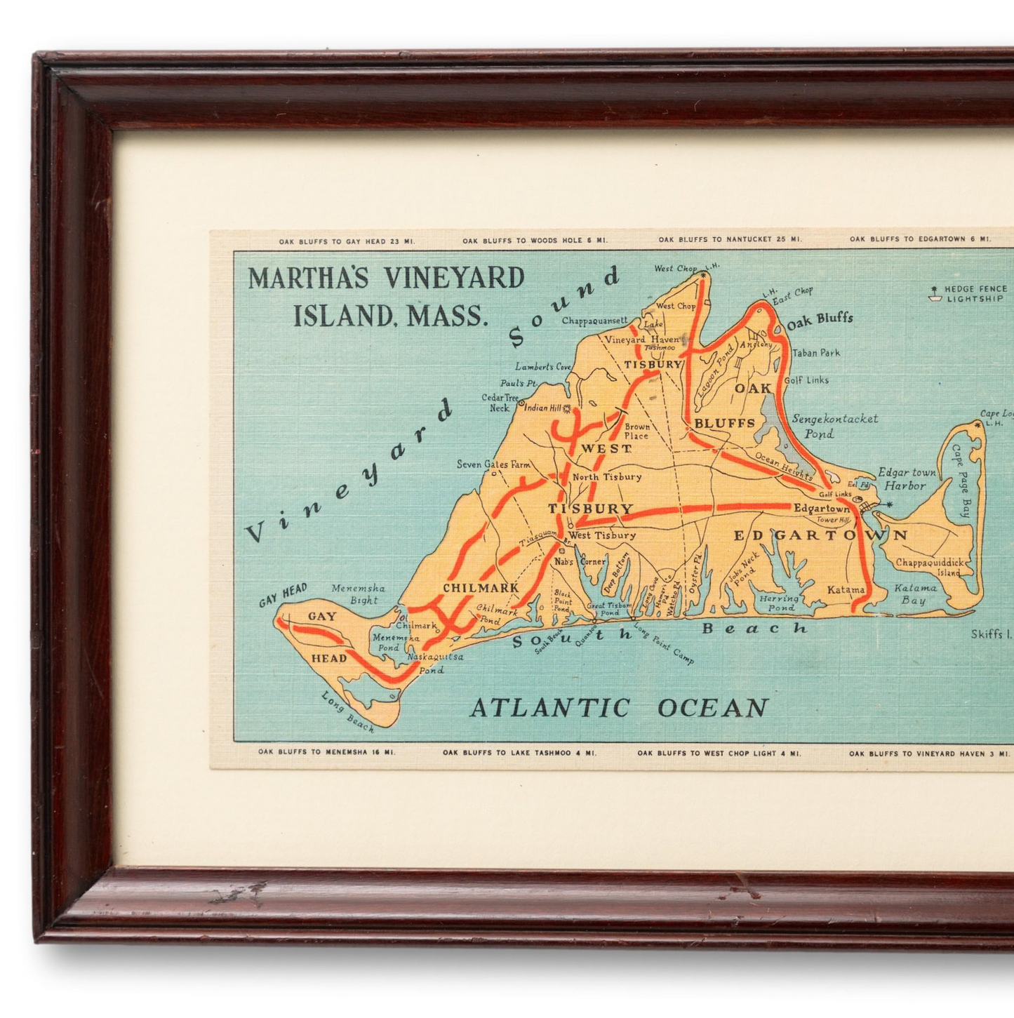 Framed Linen Martha's Vineyard Postcard