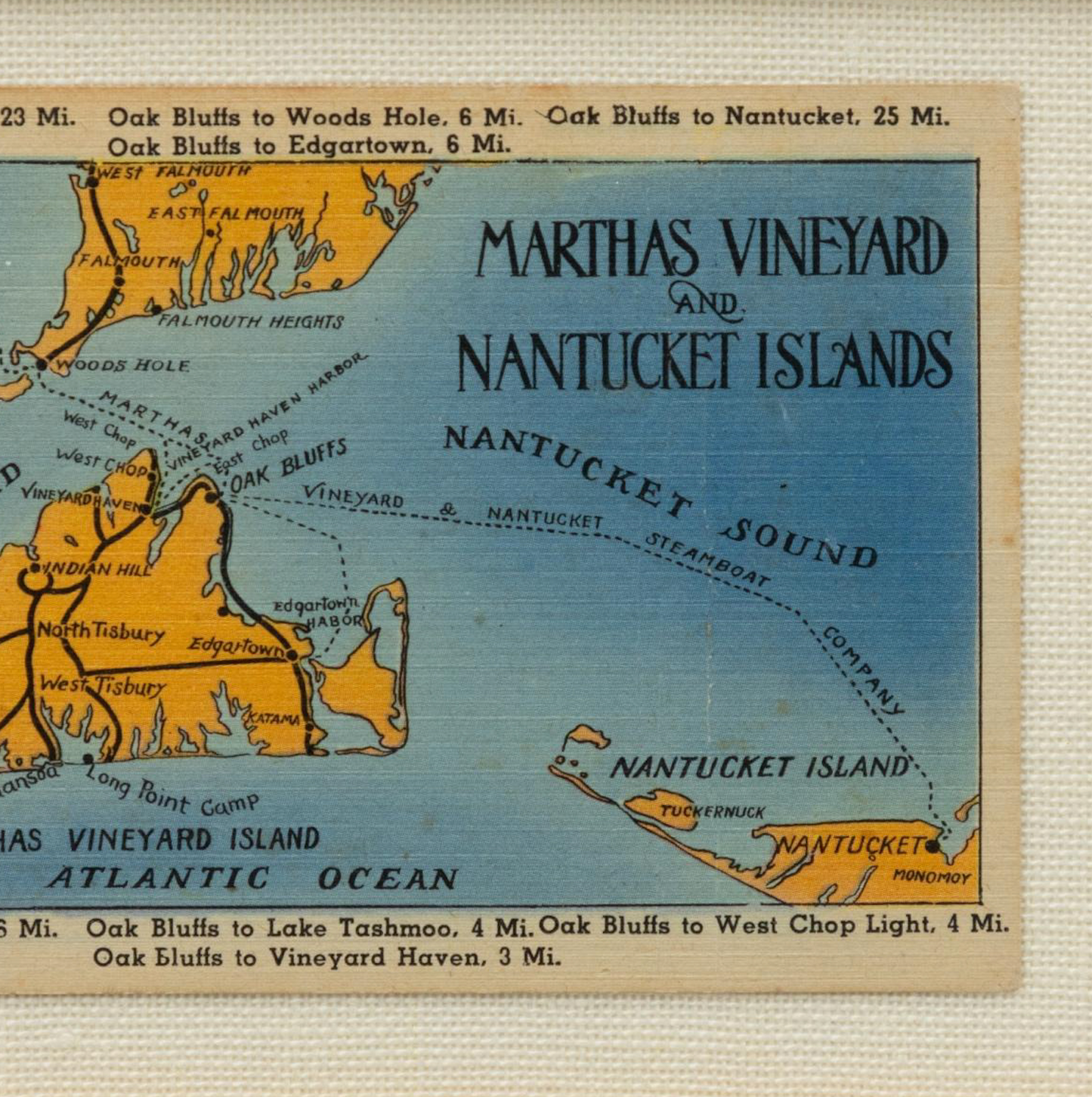 Yellow Framed Nantucket & Martha's Vineyard Postcard