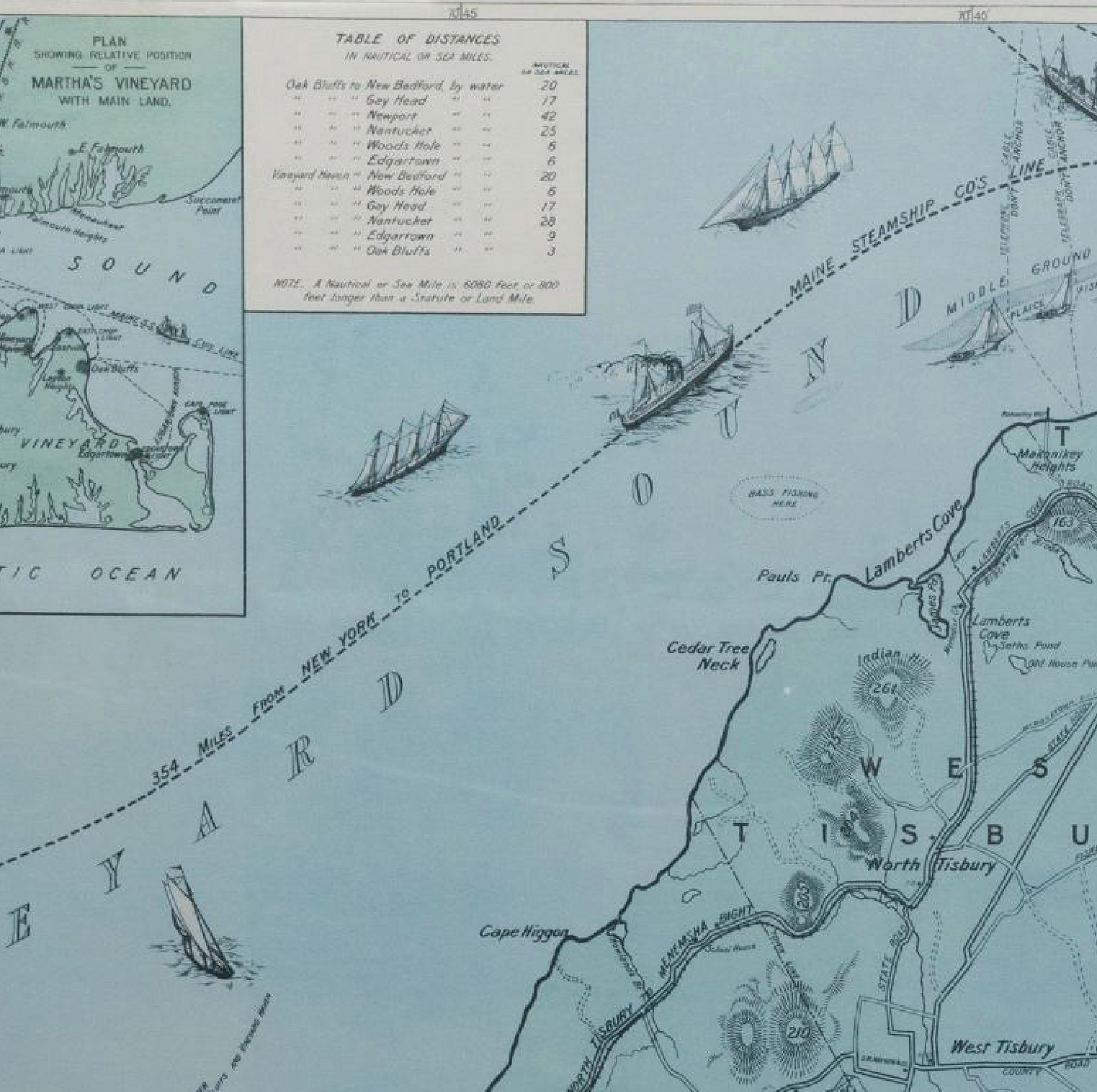 Large 1913 Martha's Vineyard Map
