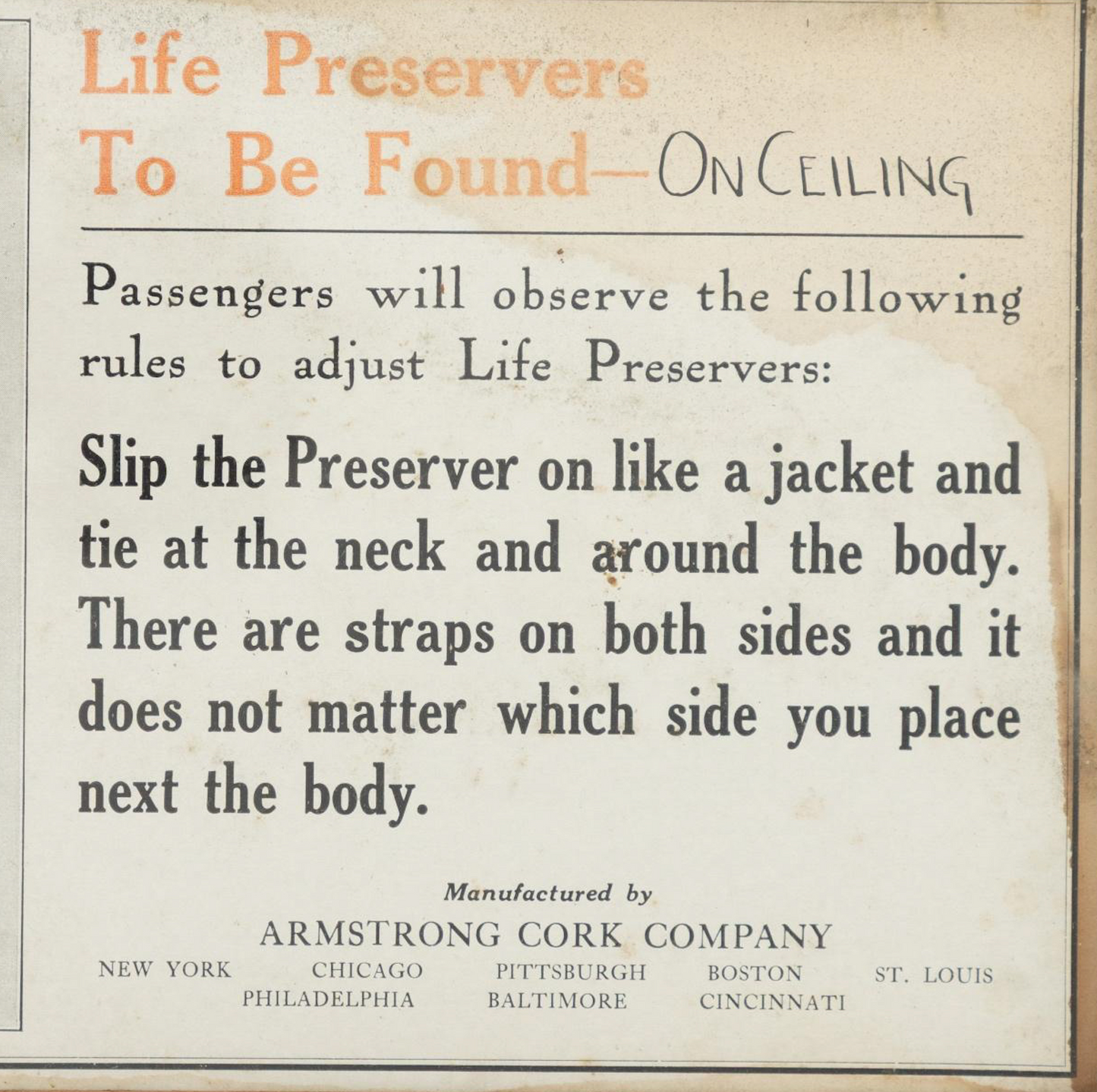 Original Life Preserver Emergency Sign