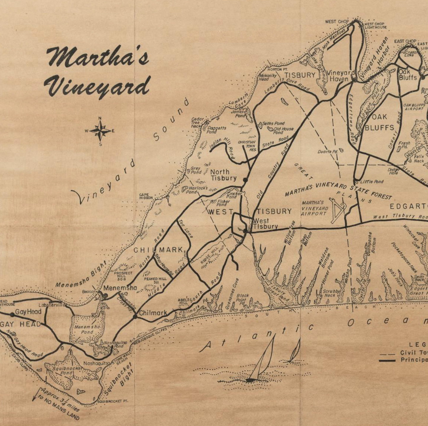 Framed Map of Martha's Vineyard