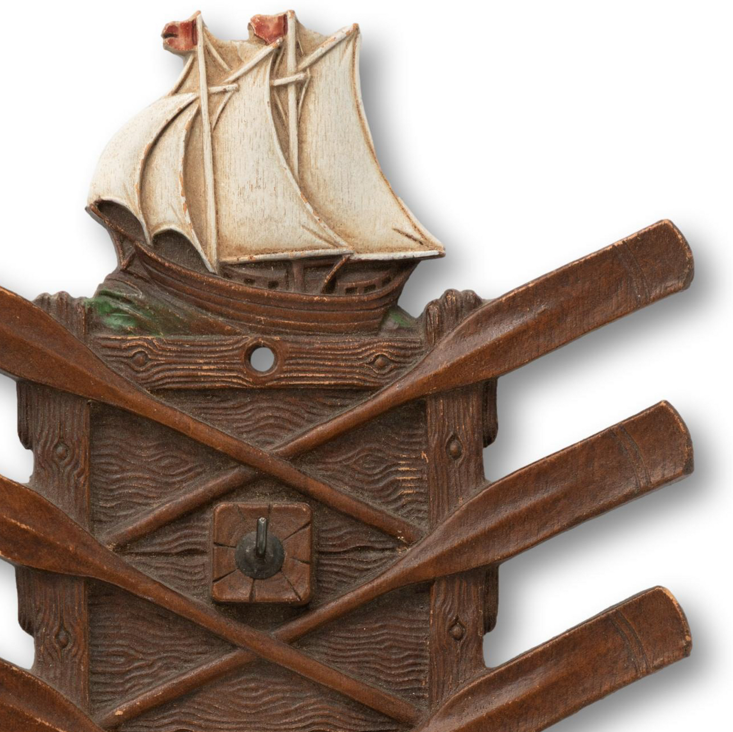 Vintage Tie Rack with Sailing Ship and Oars