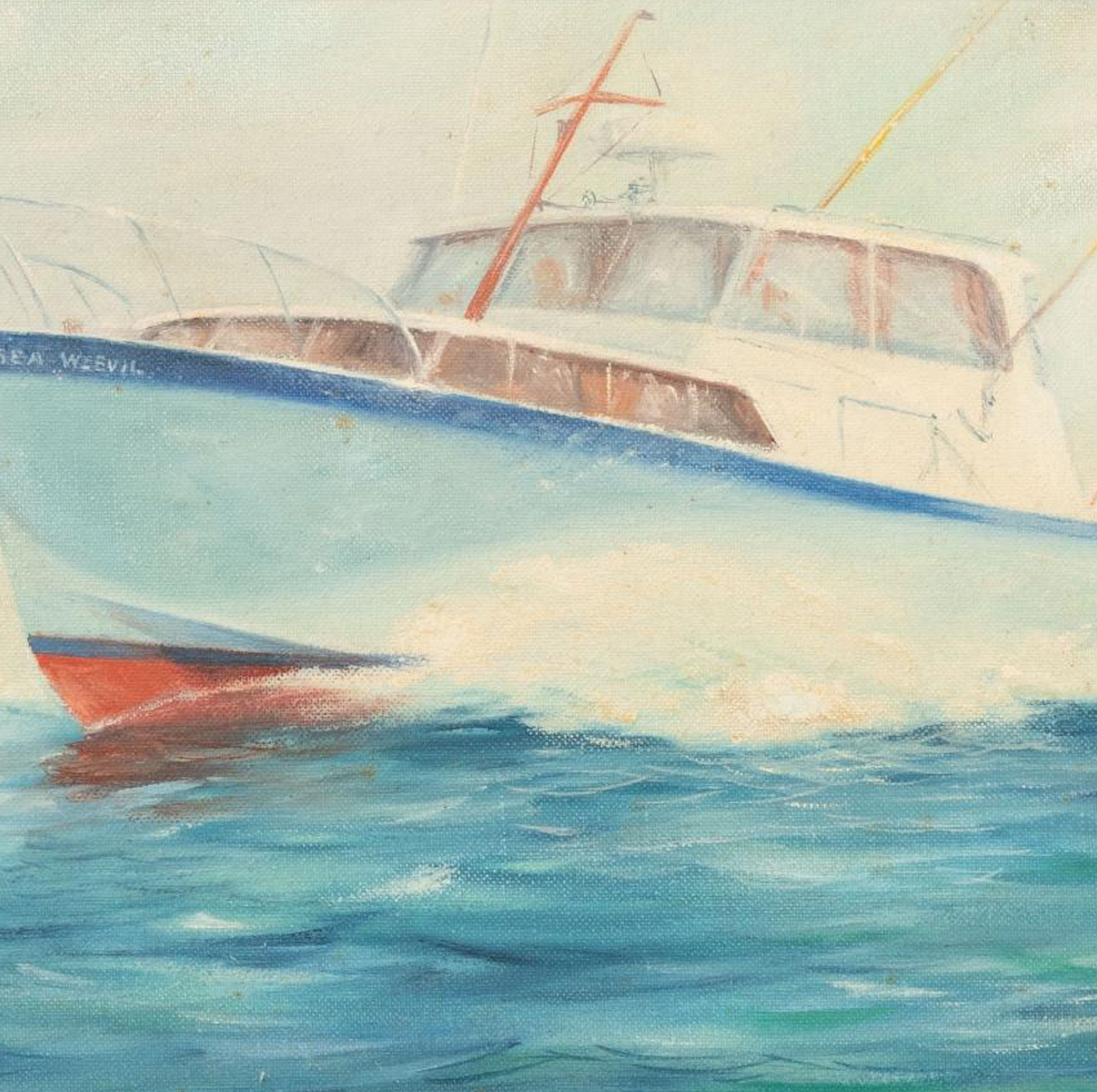 Fishing Yacht Oil Painting