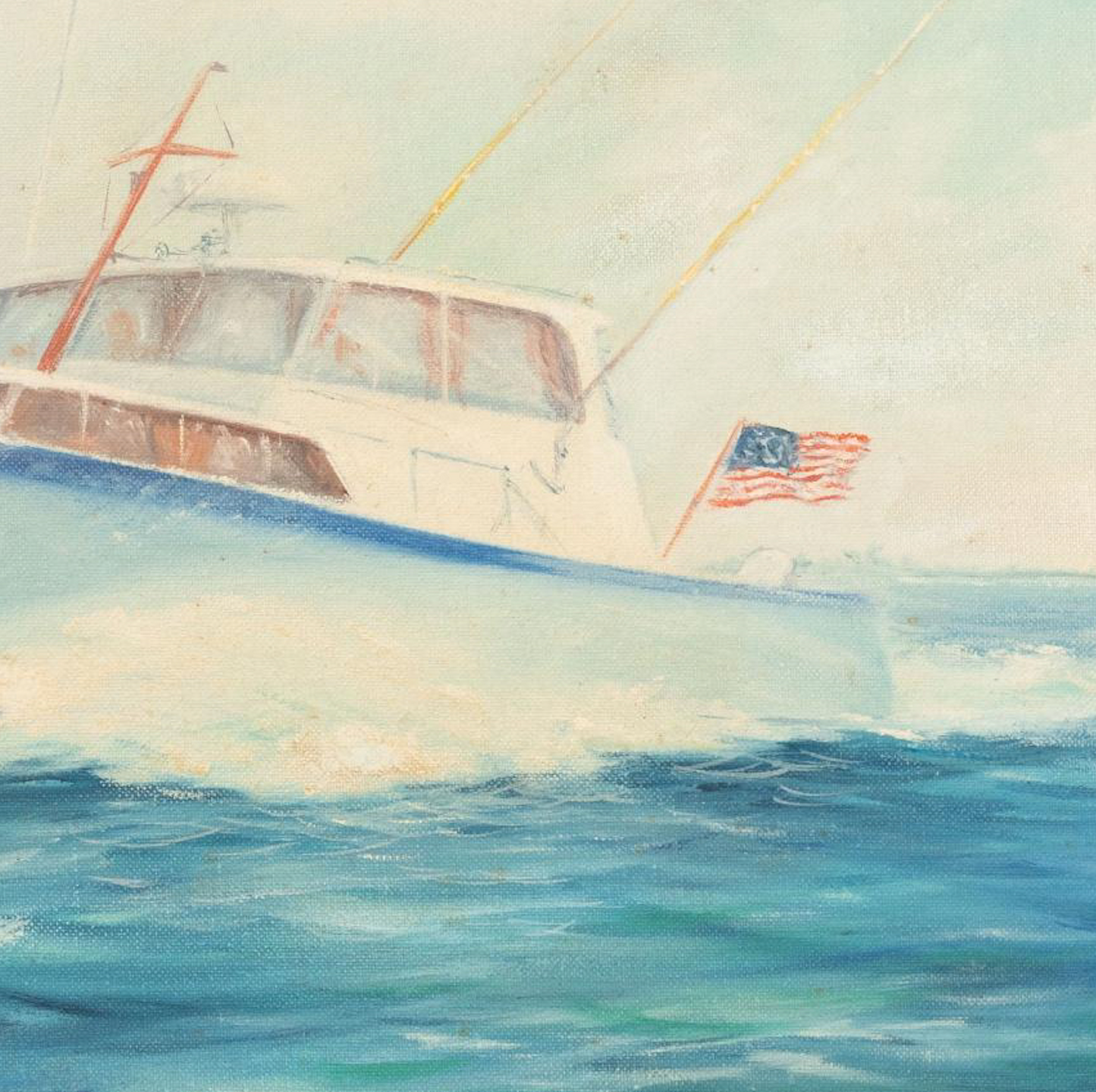 Fishing Yacht Oil Painting