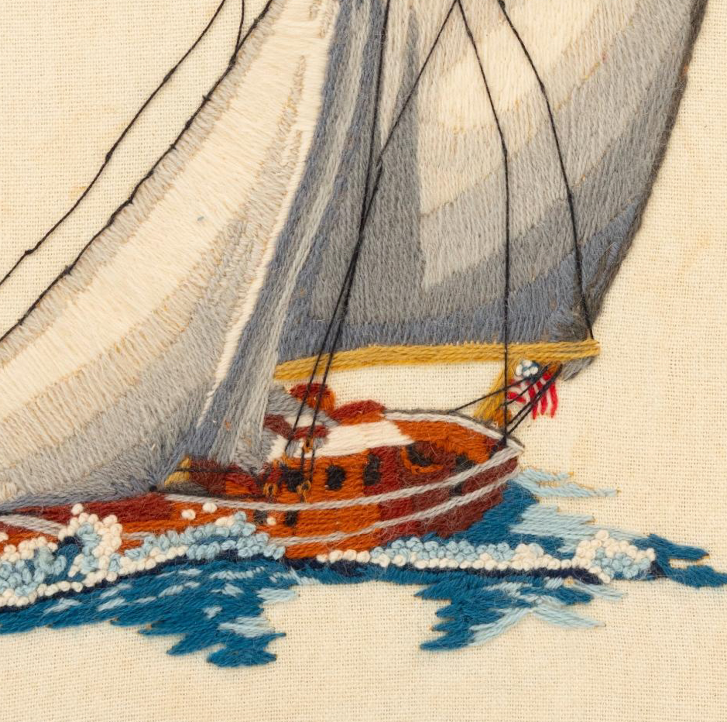 Sailboat Needlework in Blue Frame