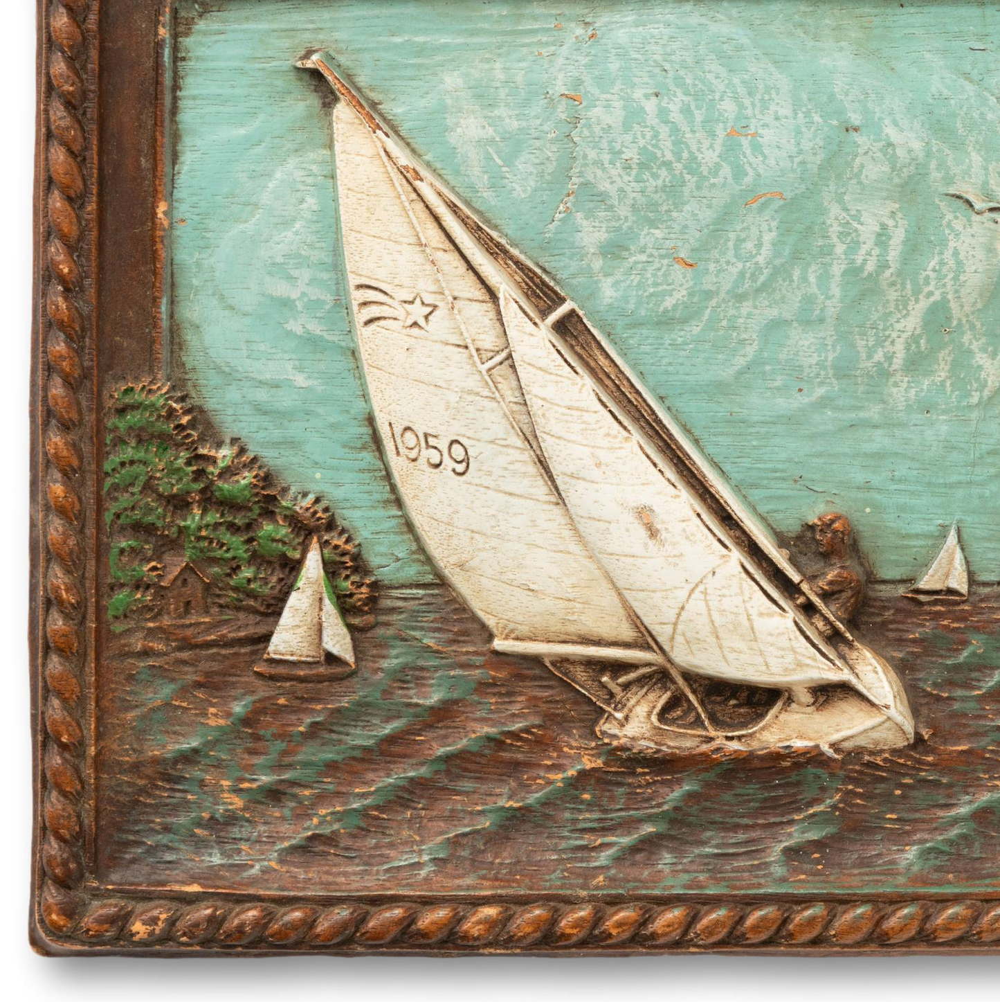Sailboat in the Harbor Relief Wall Plaque