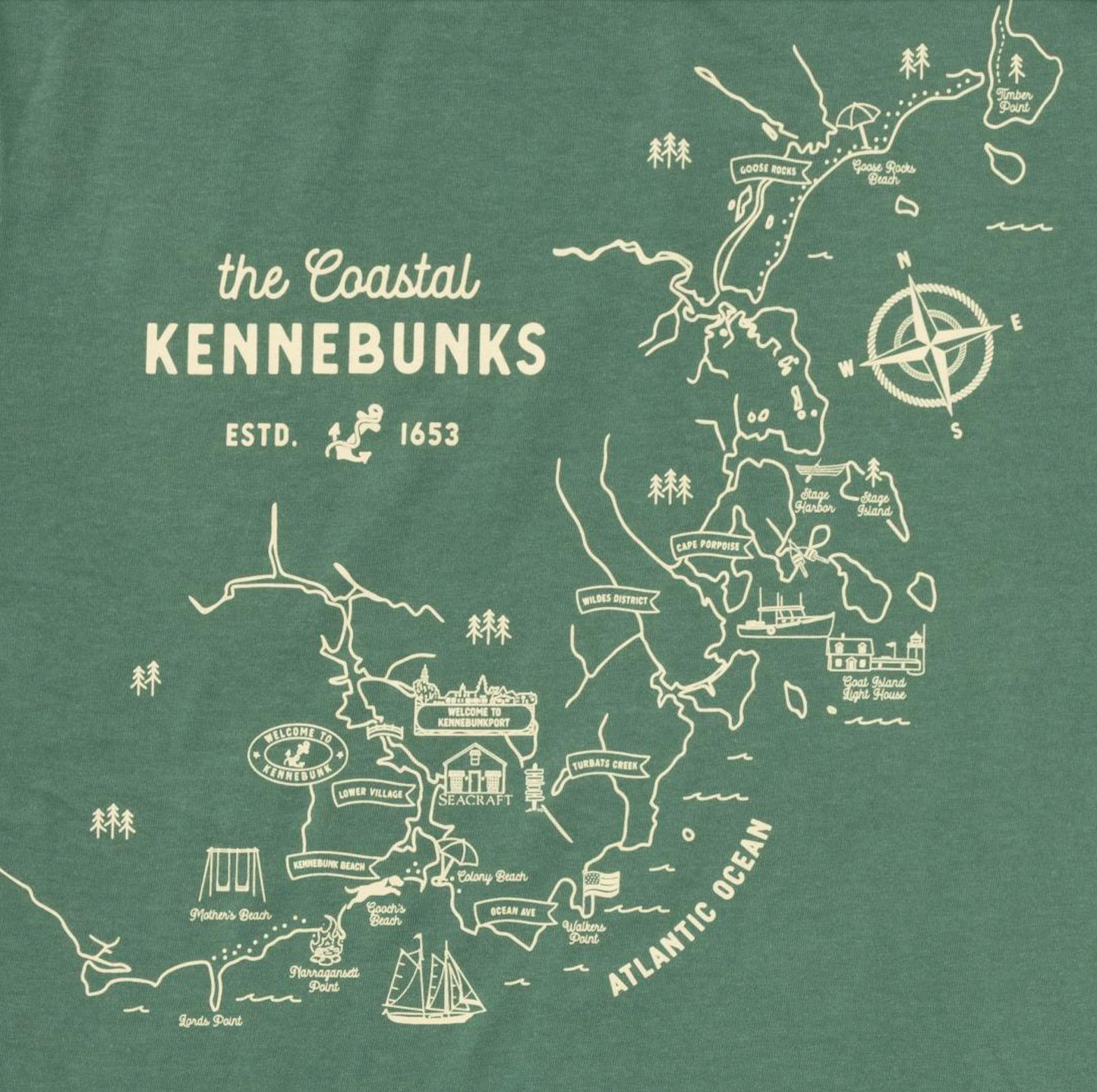 Seacraft "Coastal Kennebunks" Map TShirt
