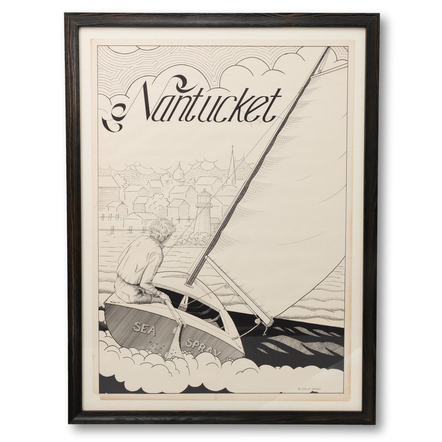 Large Framed 1976 Nantucket Poster