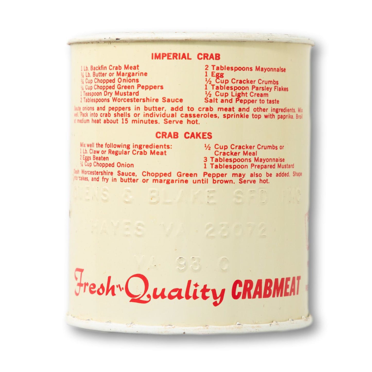 "Quality Crabmeat" Tin