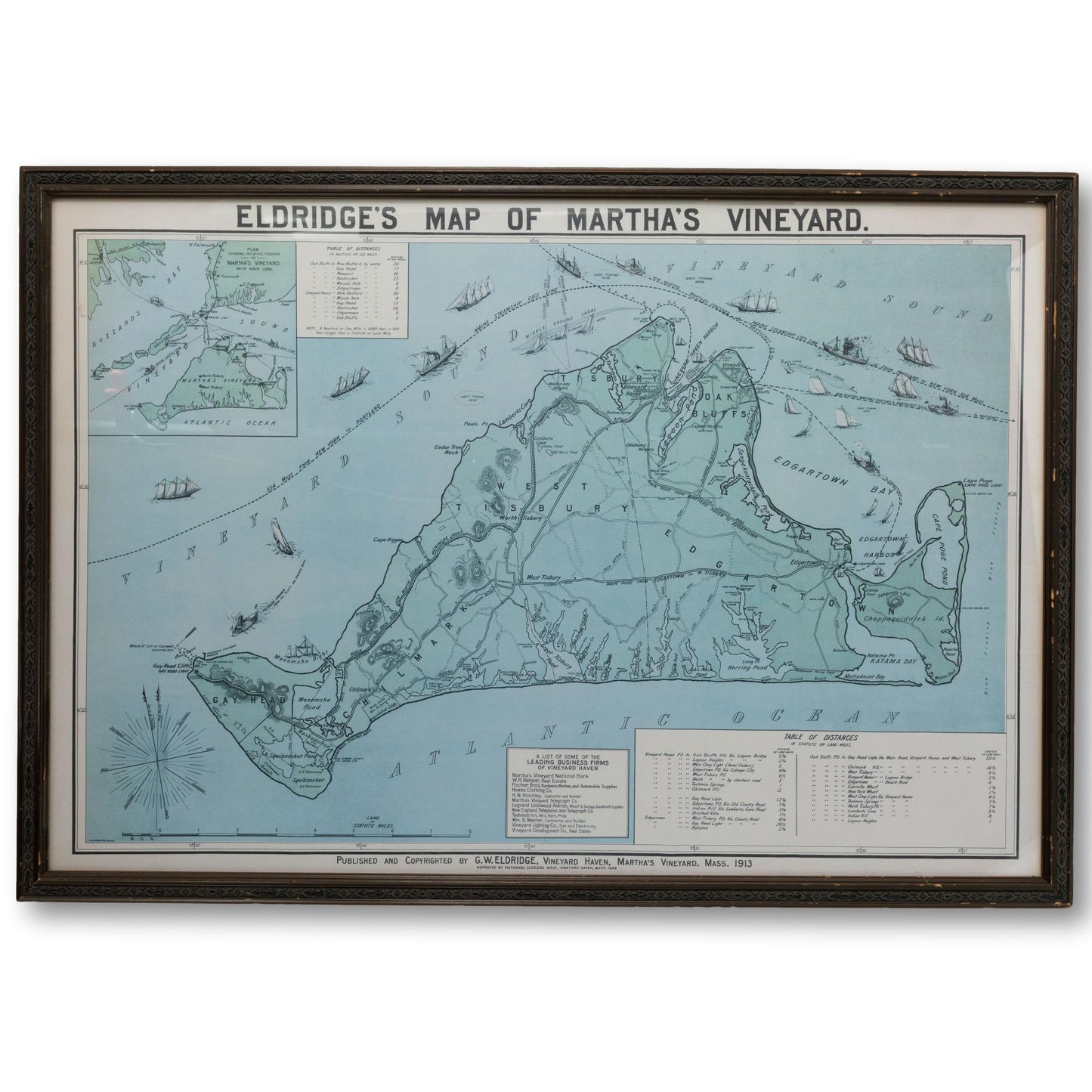 Large 1913 Martha's Vineyard Map
