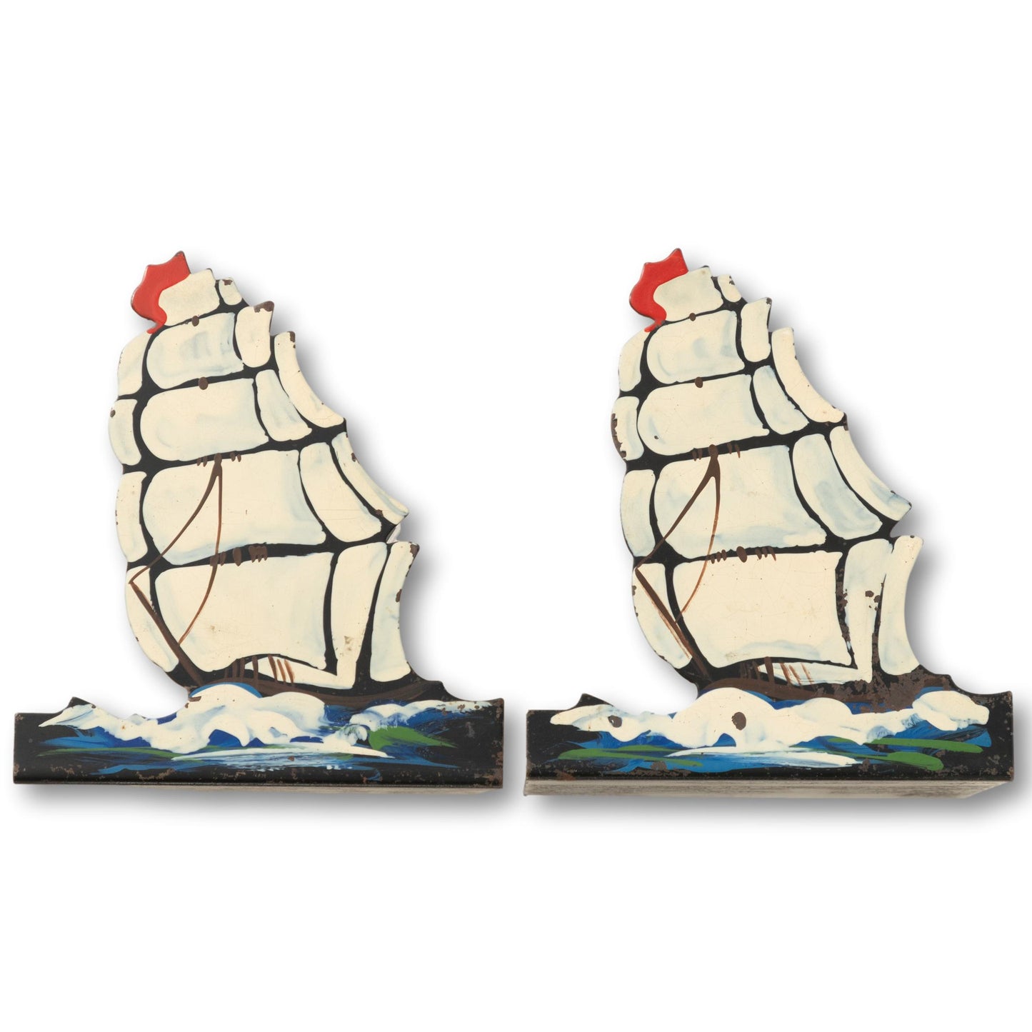 Painted Ship Bookends