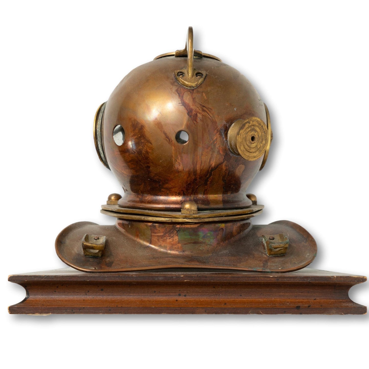 Small Scuba Helmet on Wood Base