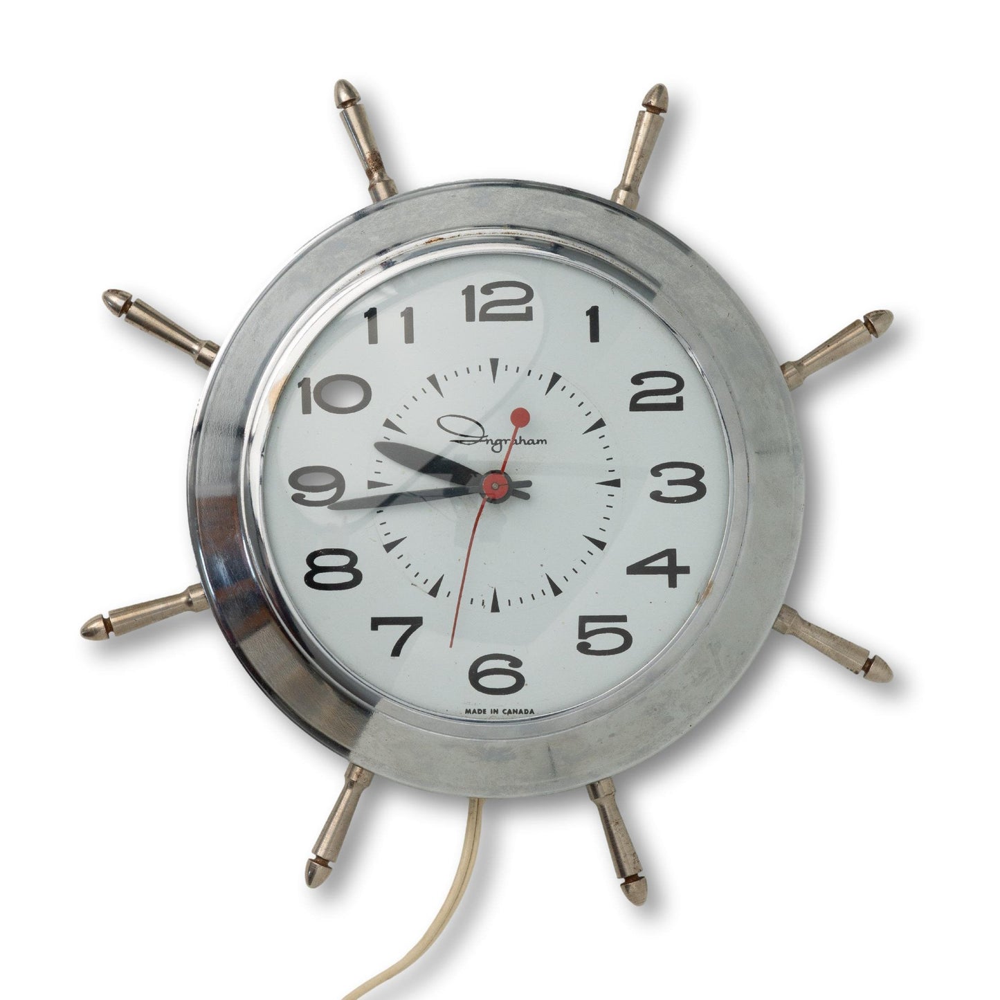 Chrome Ships Wheel Wall Clock