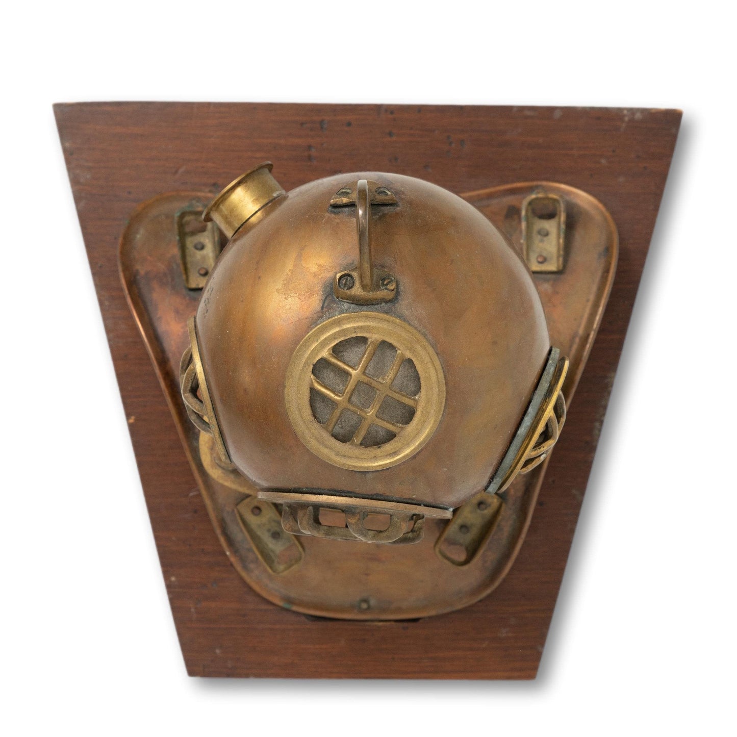 Small Scuba Helmet on Wood Base