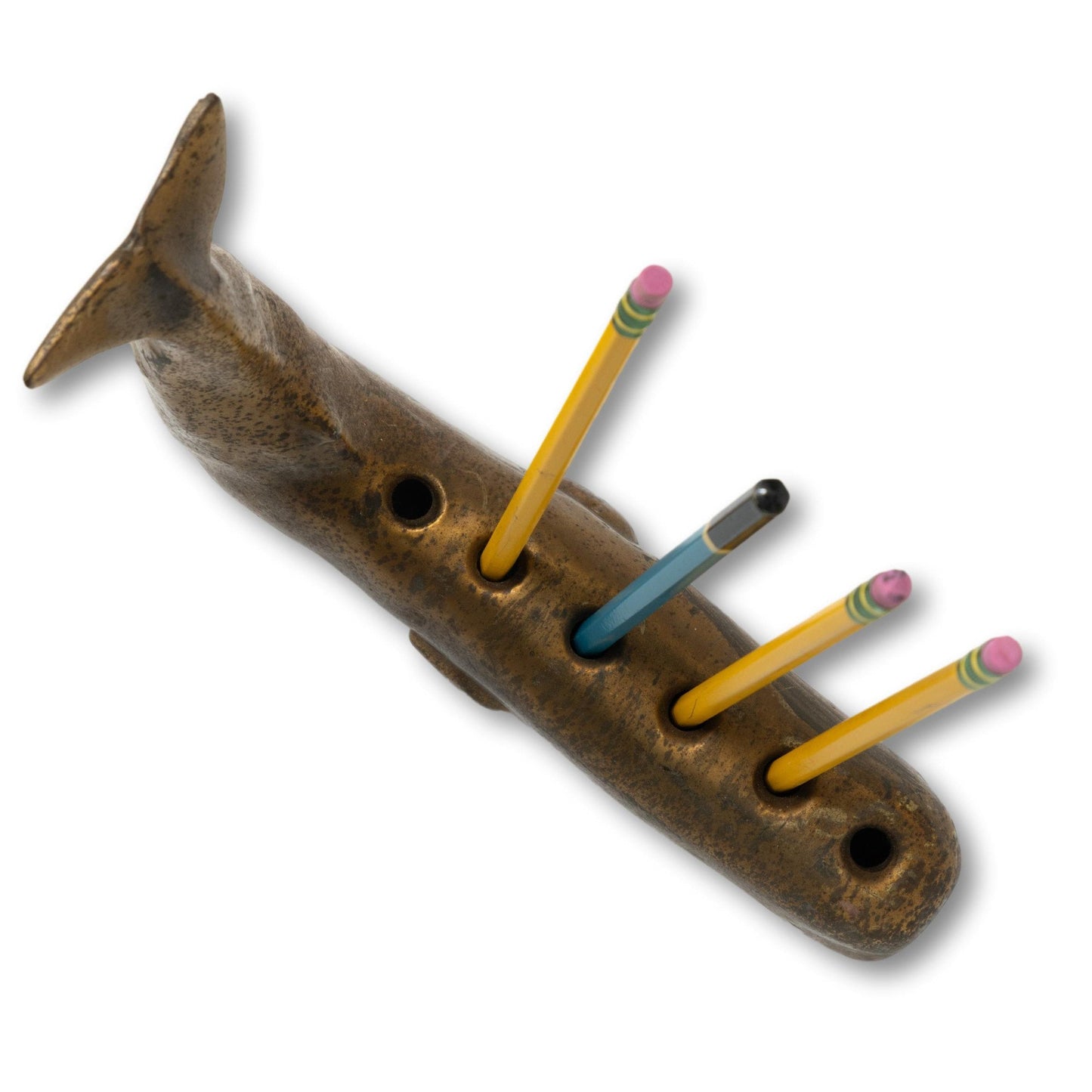 Brass Whale Pencil Holder