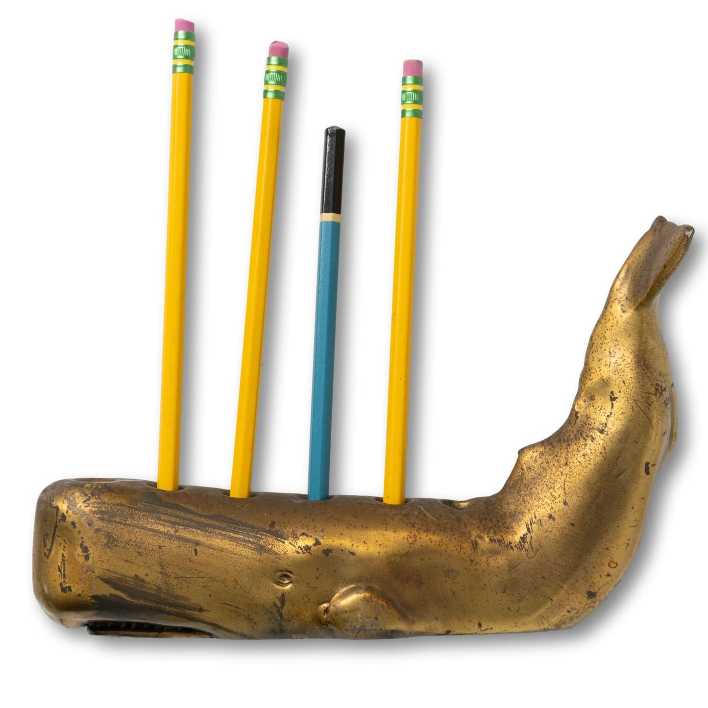 Brass Whale Pencil Holder