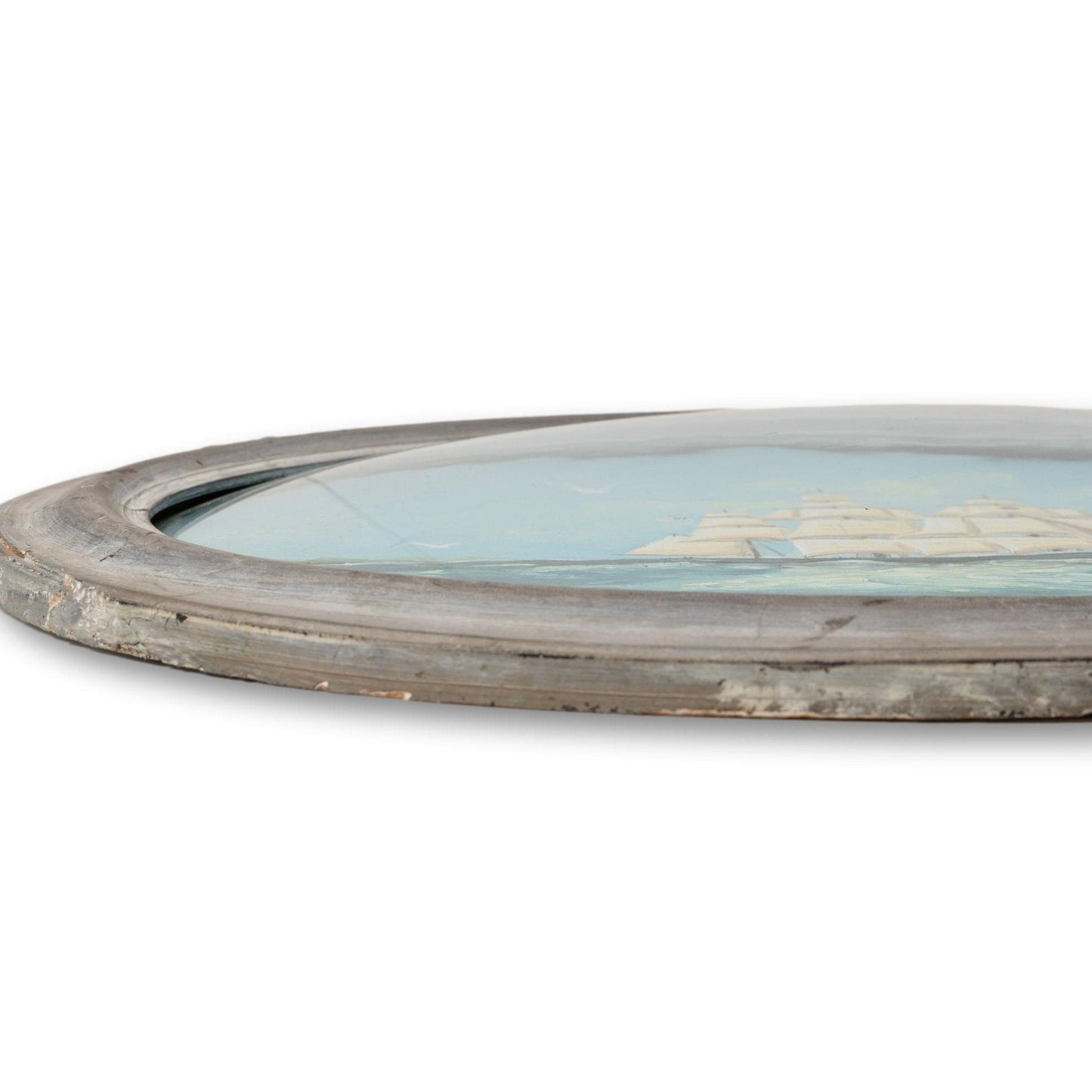 Bubble Glass Oval Tall Ship Painting