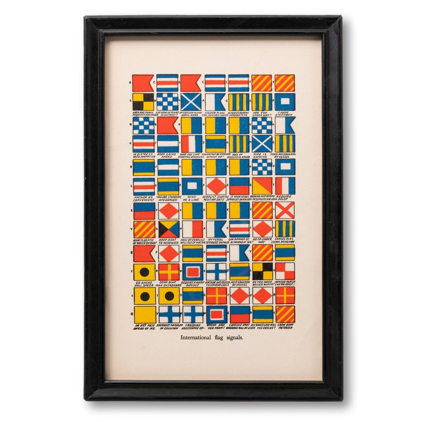 Framed International Flag Signals Chart