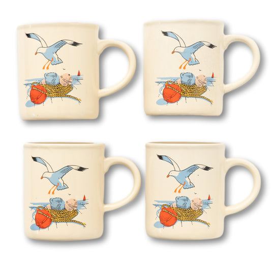 Set of 4 Seagull Mugs