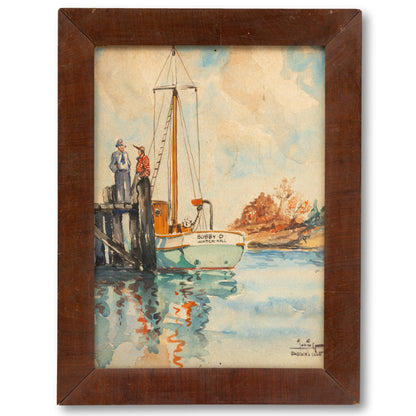 "A Conversation on the Pier" Original Watercolor