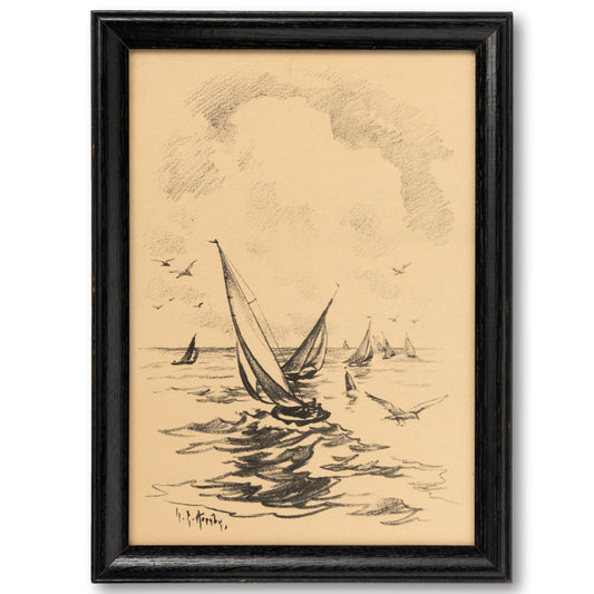 Framed Charcoal Sailing Print